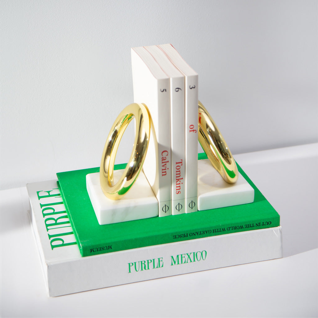 Ring Bookends, Marble & Gold, Set of 2 by ANNA New York