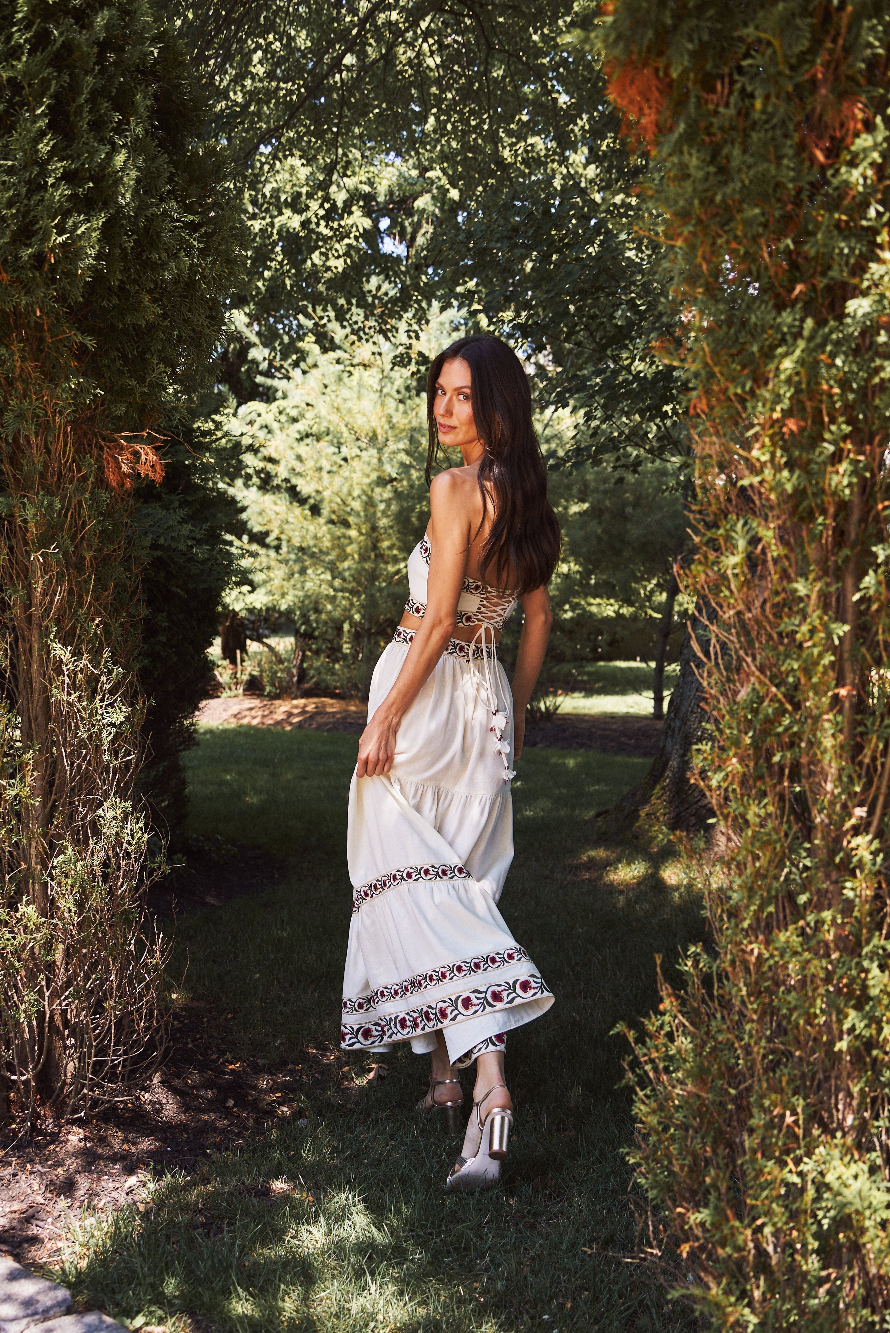 Carnation Crop Top - Ivory & Red by Rosewater House