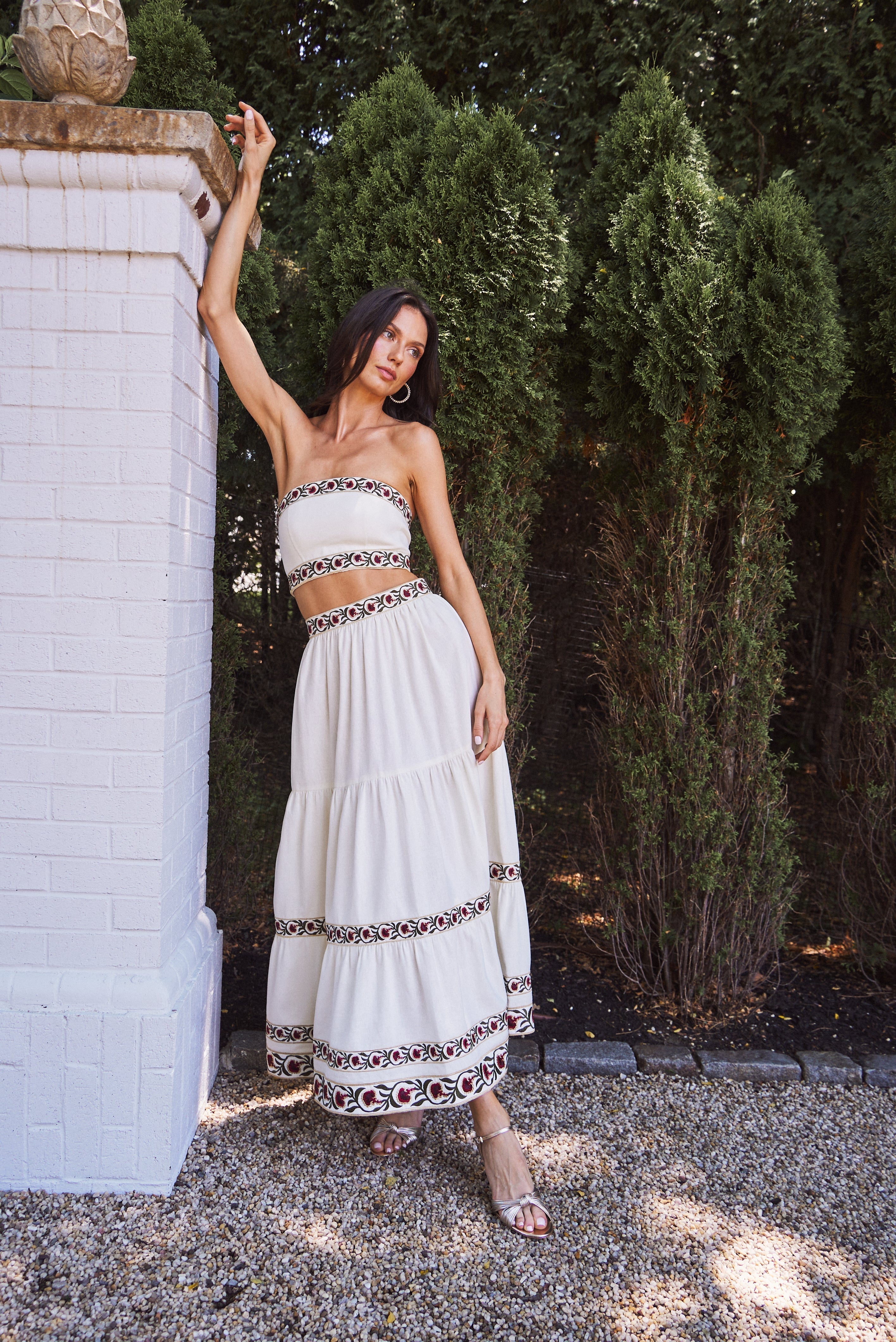 Carnation Ruffle Skirt - Ivory & Red by Rosewater House