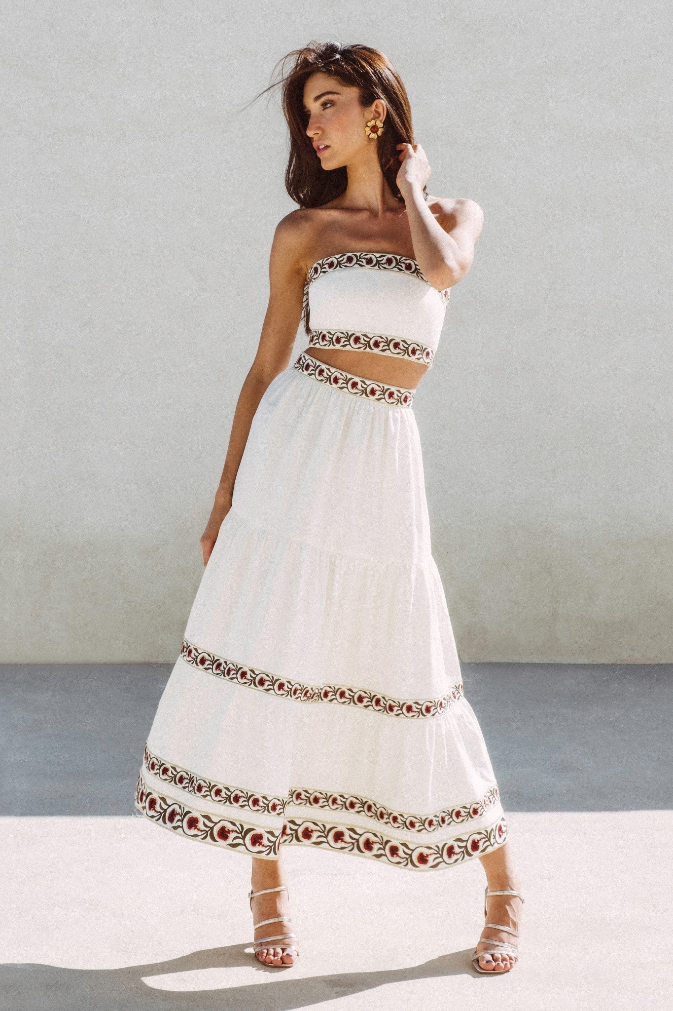 Carnation Ruffle Skirt - Ivory & Red by Rosewater House