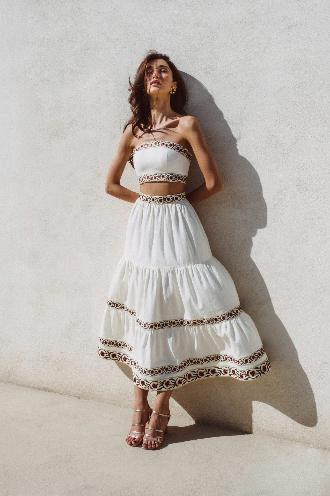 Carnation Ruffle Skirt - Ivory & Red by Rosewater House