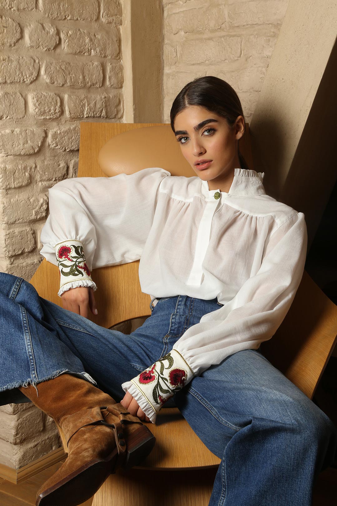 Carnation Blouse - White & Red by Rosewater House