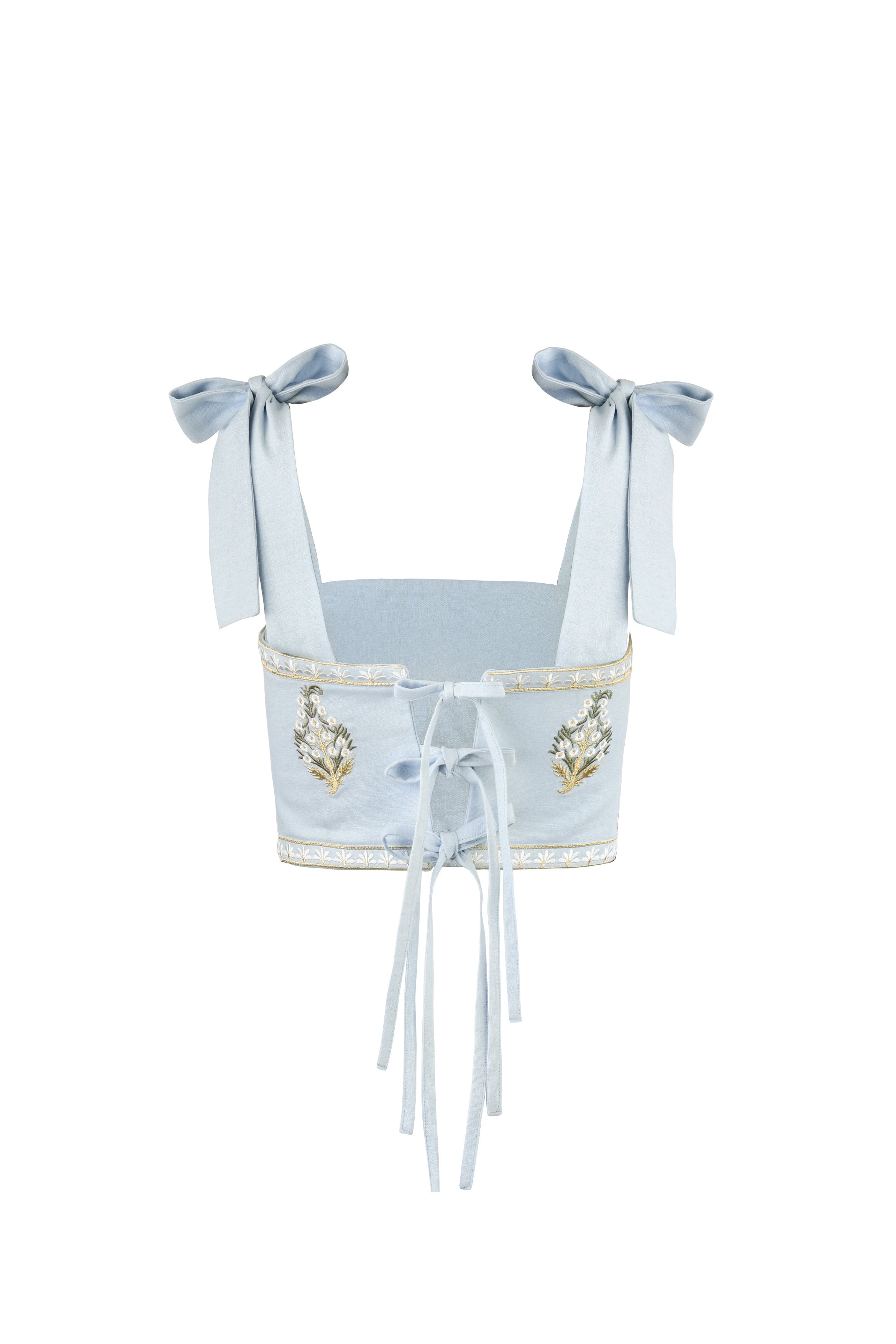 Sarv Crop Top - Blue & White by Rosewater House