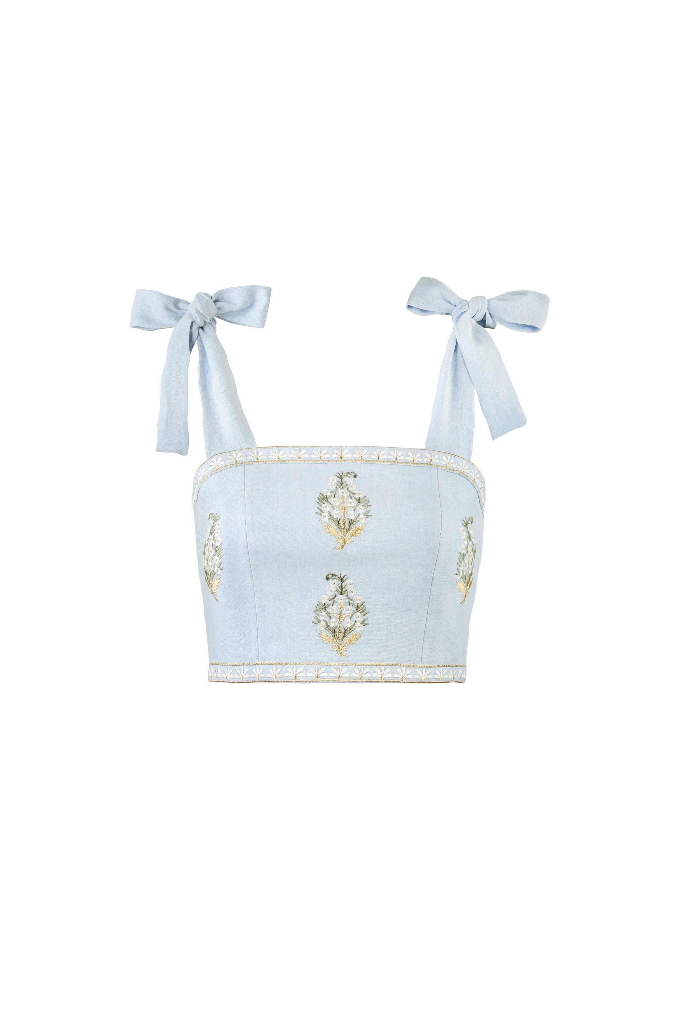 Sarv Crop Top - Blue & White by Rosewater House