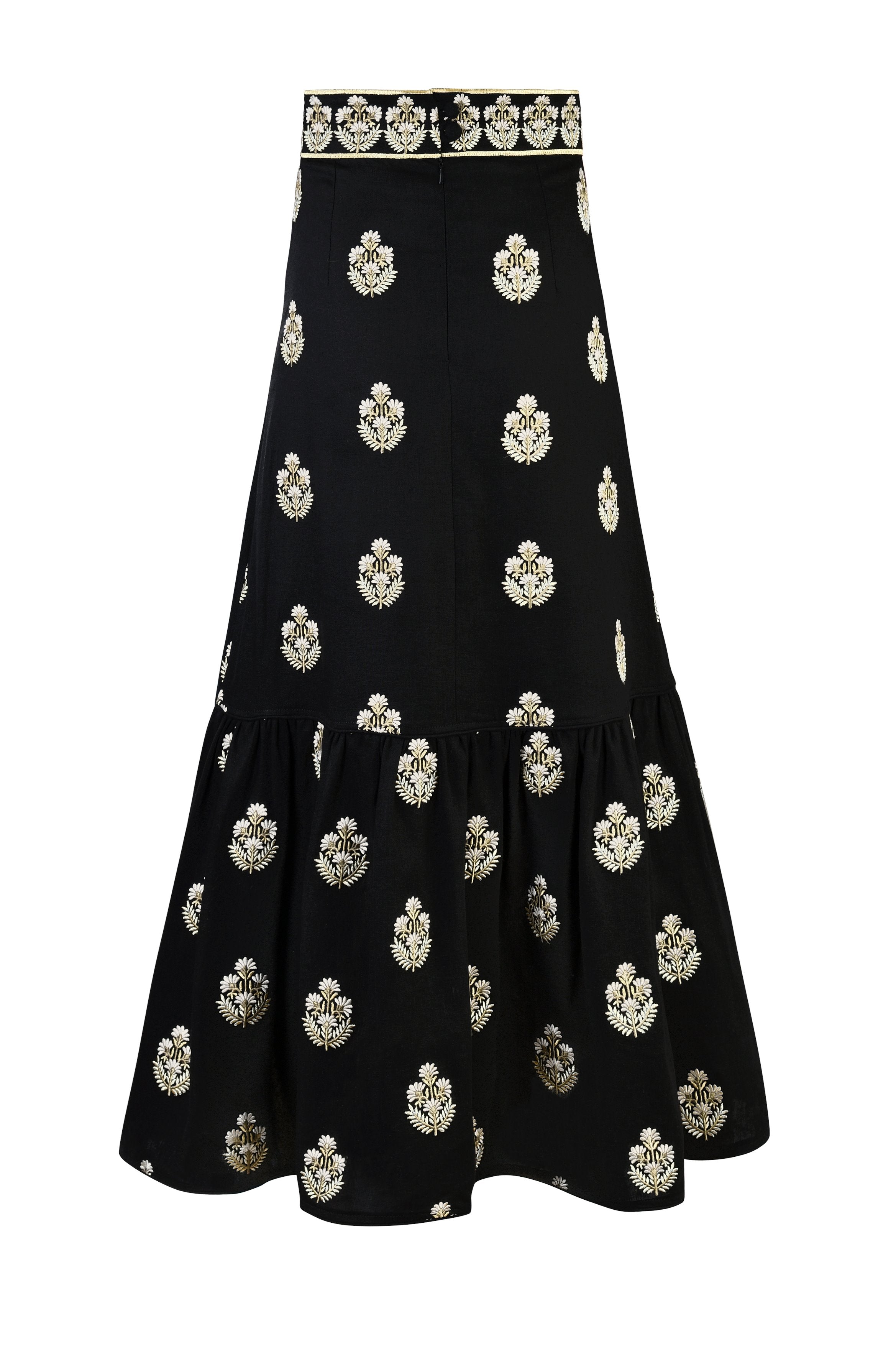 Begum Skirt- Black, White & Gold by Rosewater House
