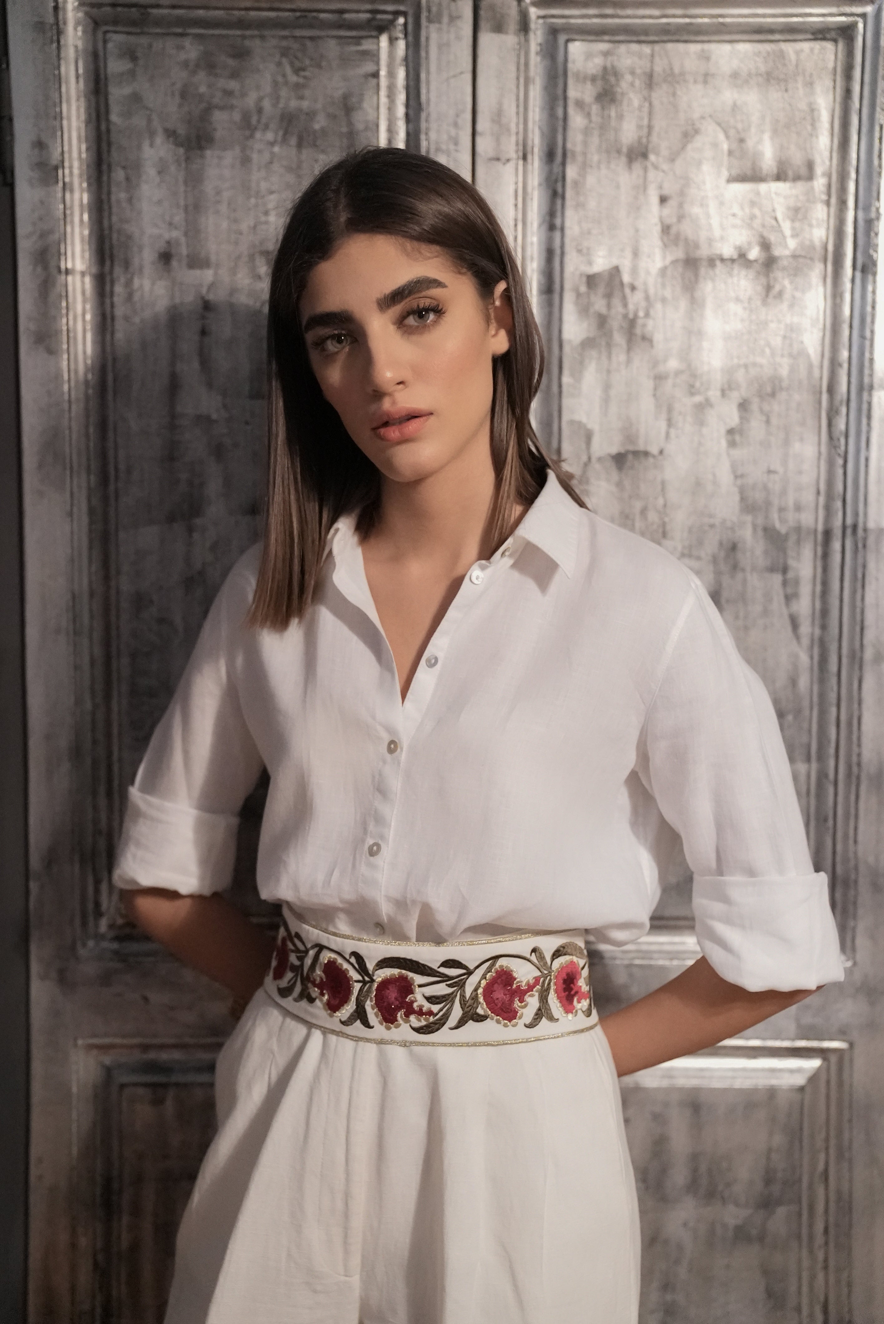 Carnation Belt - White/Red by Rosewater House