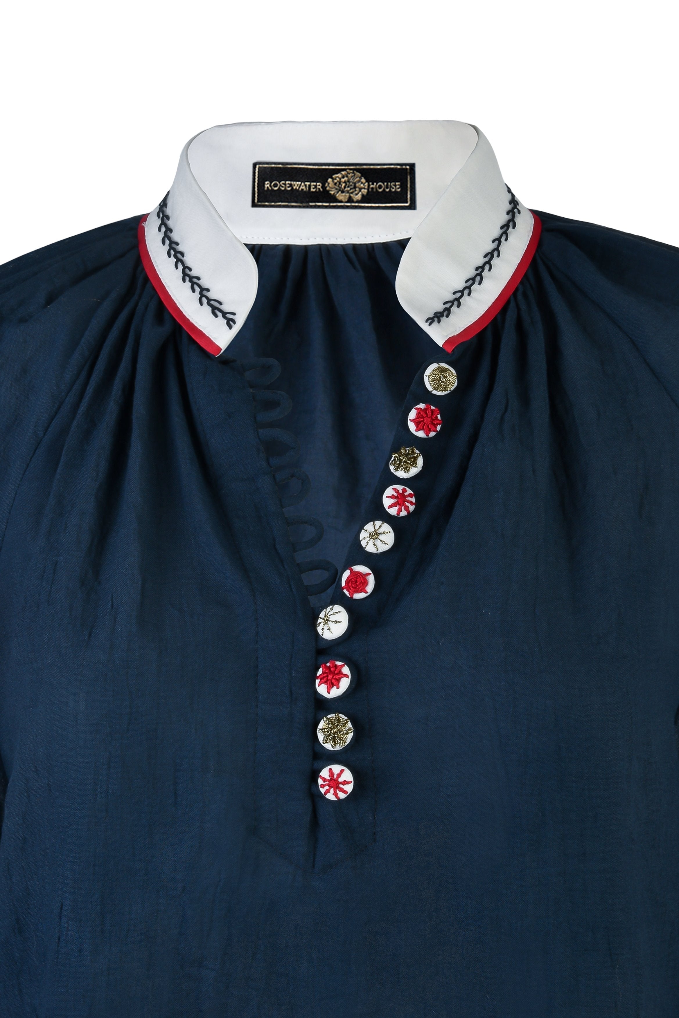 Golab Blouse - Navy & Red by Rosewater House