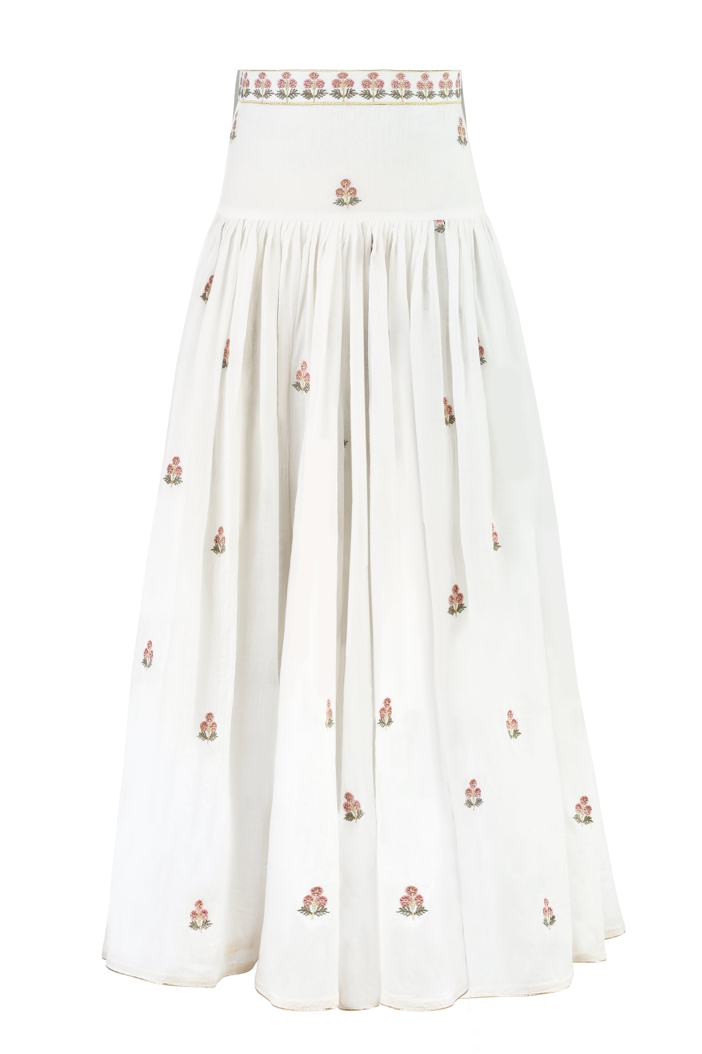 Naz Maxi Skirt - White & Pink by Rosewater House