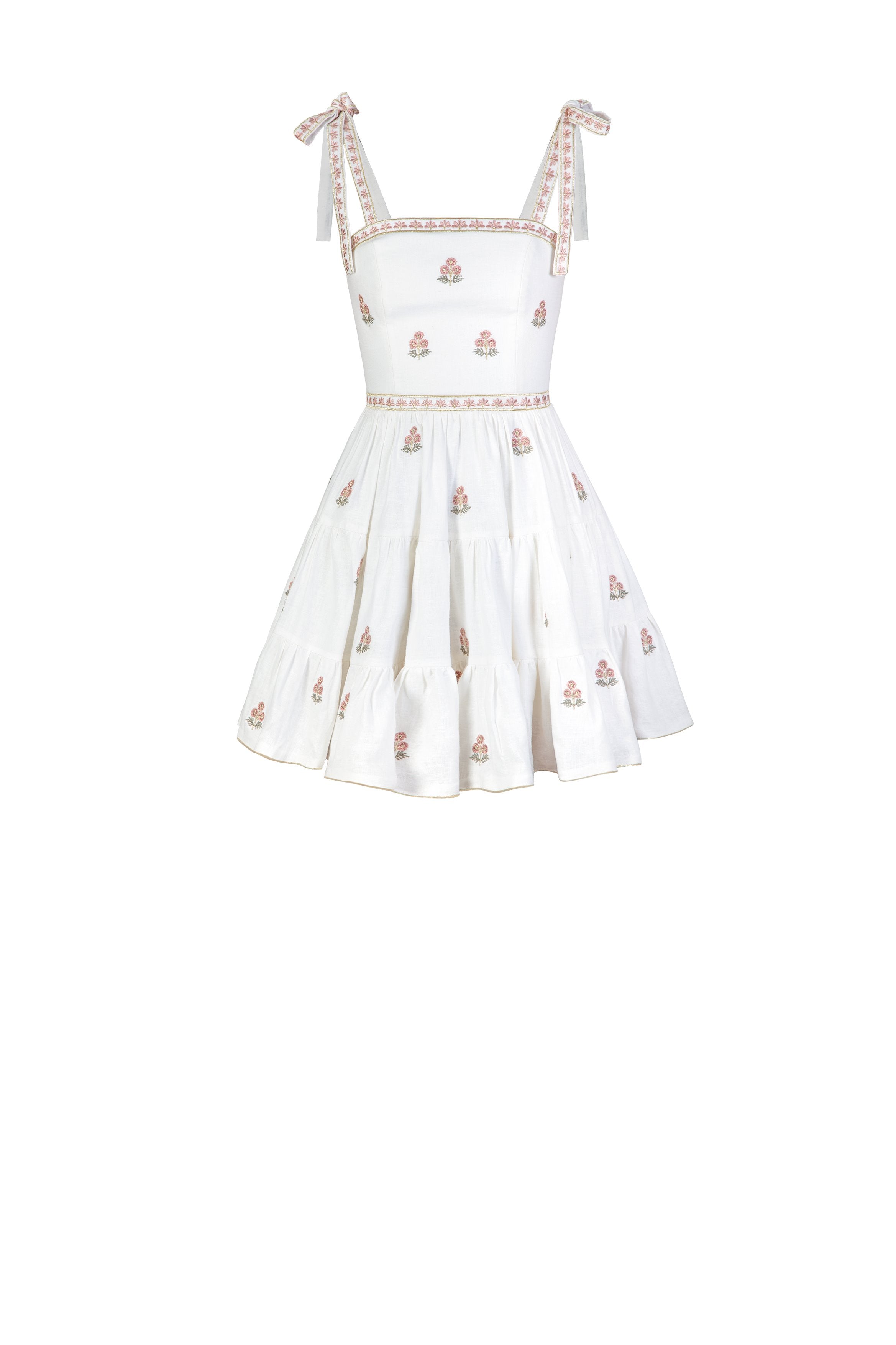 Naz Mini Dress - White & Pink by Rosewater House