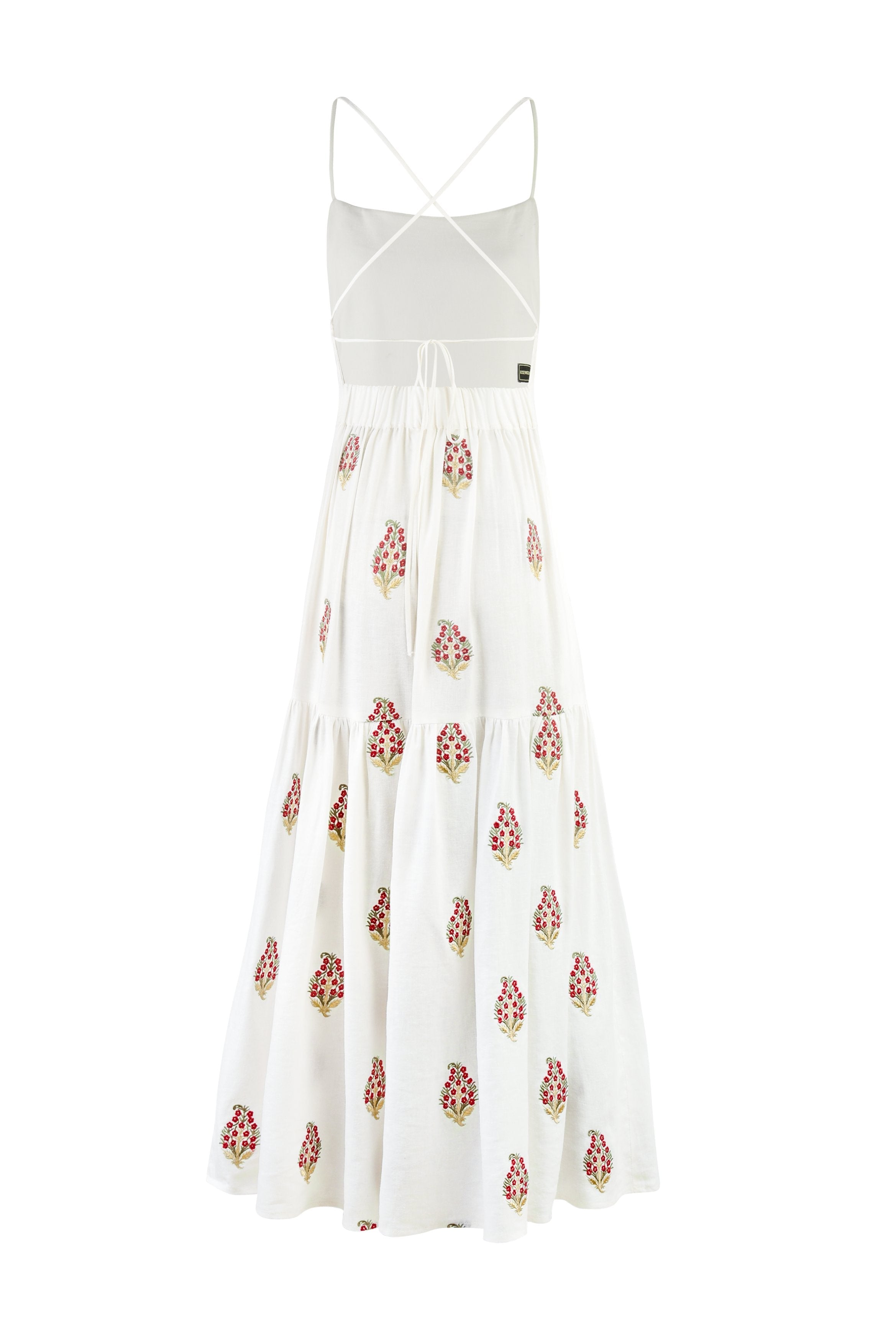 Sarv Maxi Dress - Off White & Red by Rosewater House