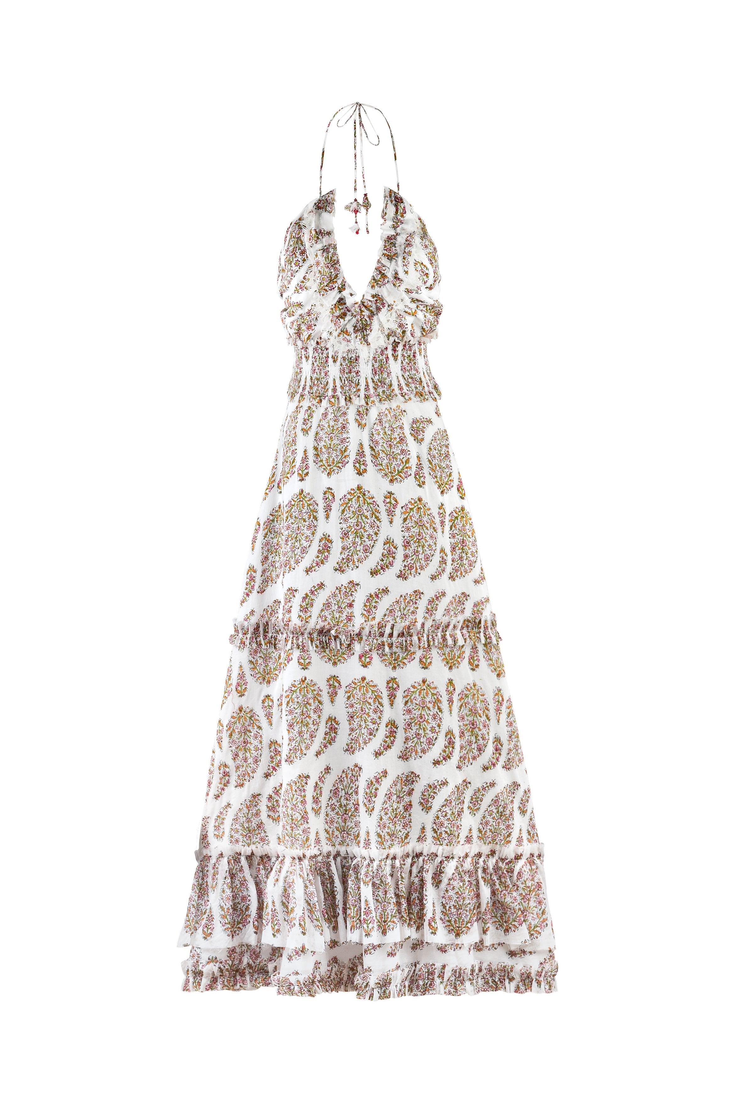 Bahar Ruffle Dress - Pink Paisley by Rosewater House