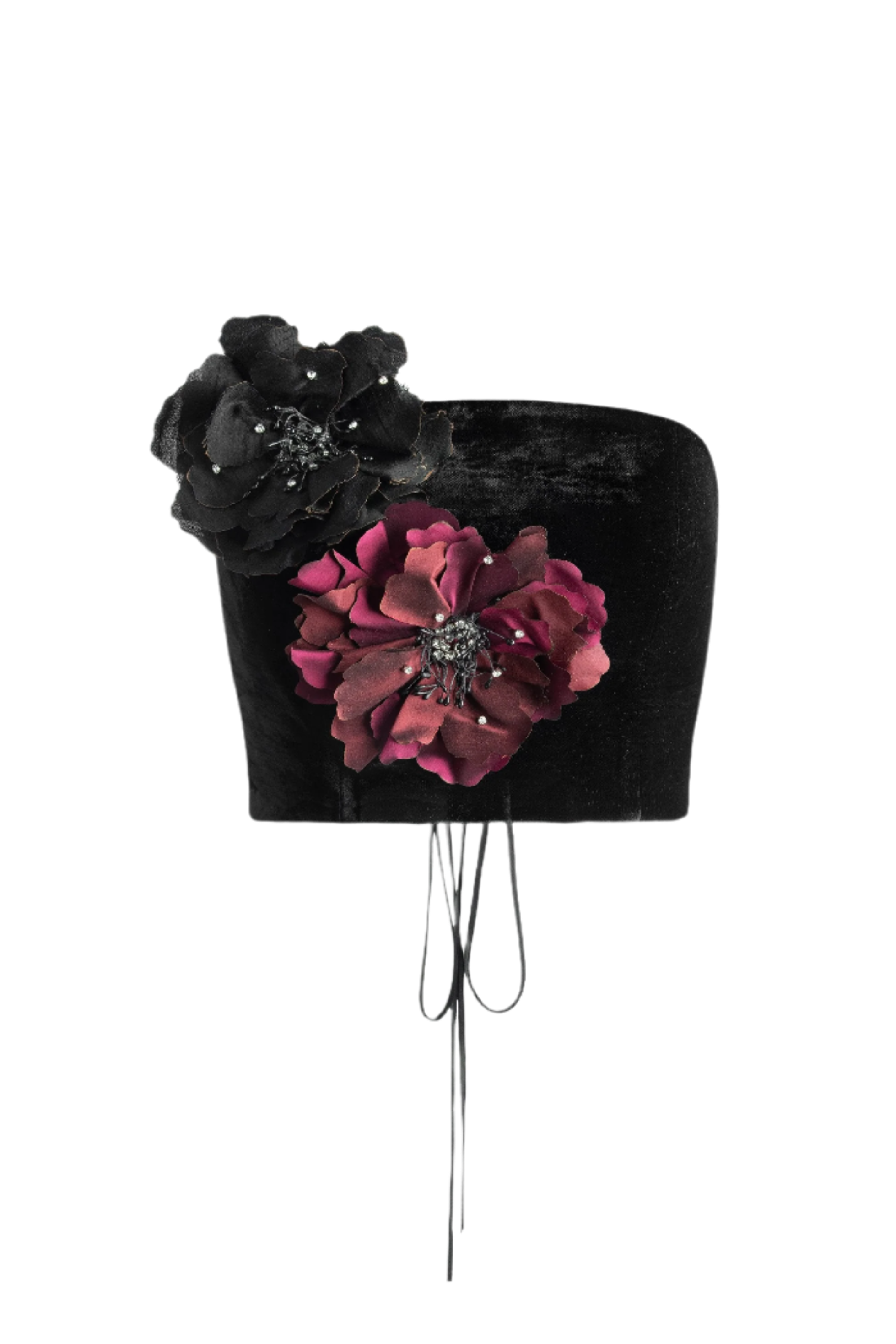 Persica Floral Bustier - Black & Burgundy by Rosewater House