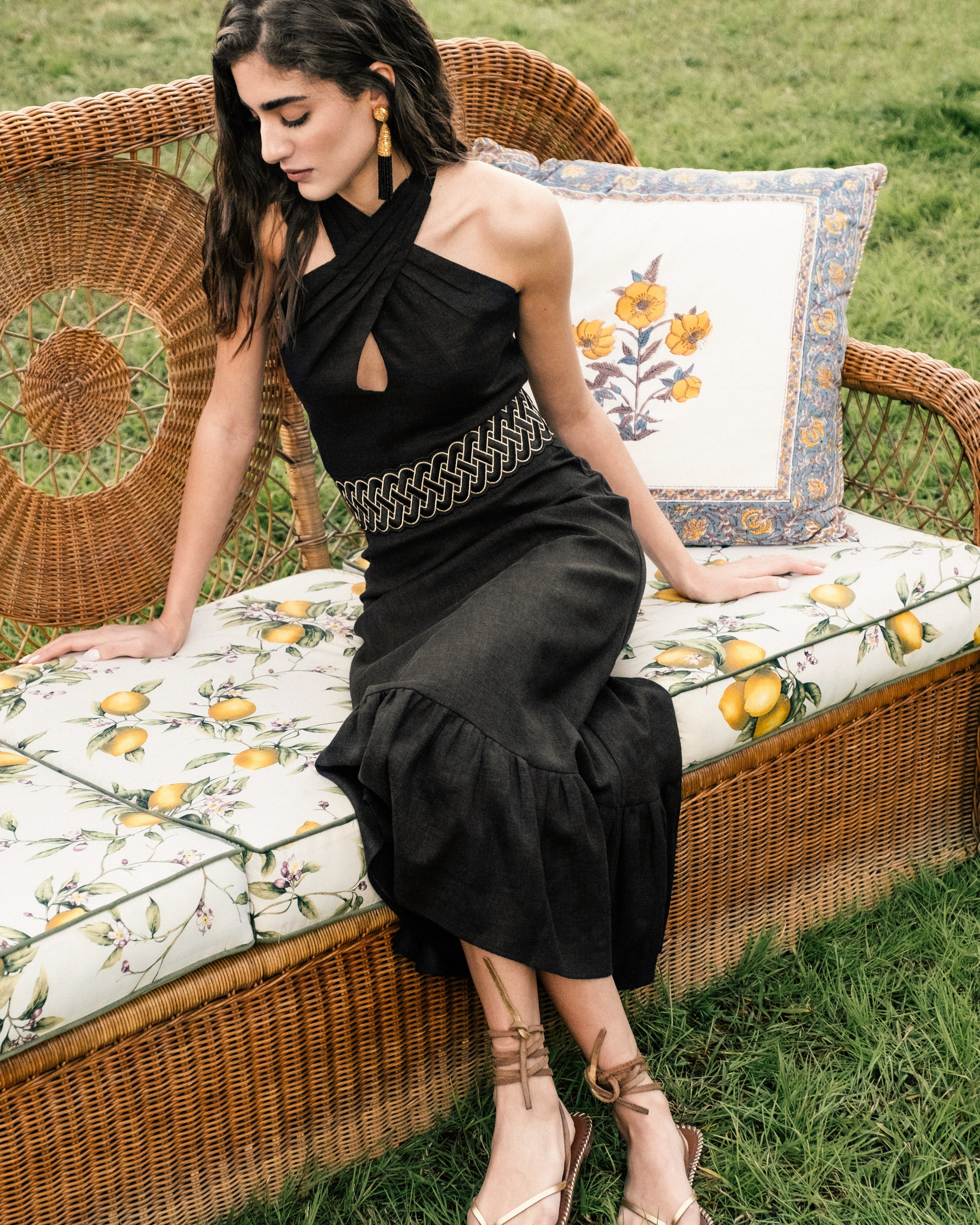 Noor Belted Midi Skirt - Black by Rosewater House