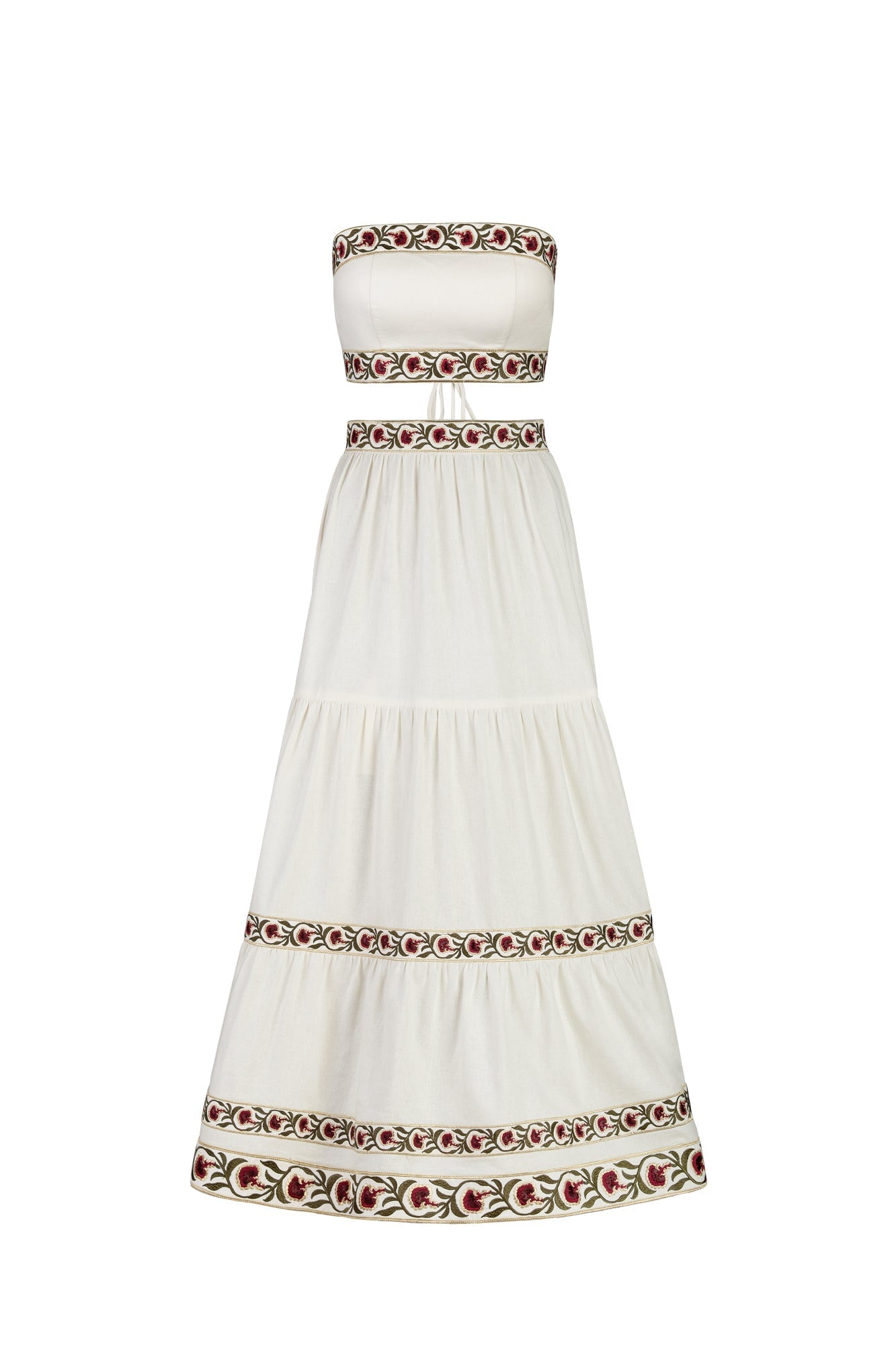 Carnation Ruffle Skirt - Ivory & Red by Rosewater House