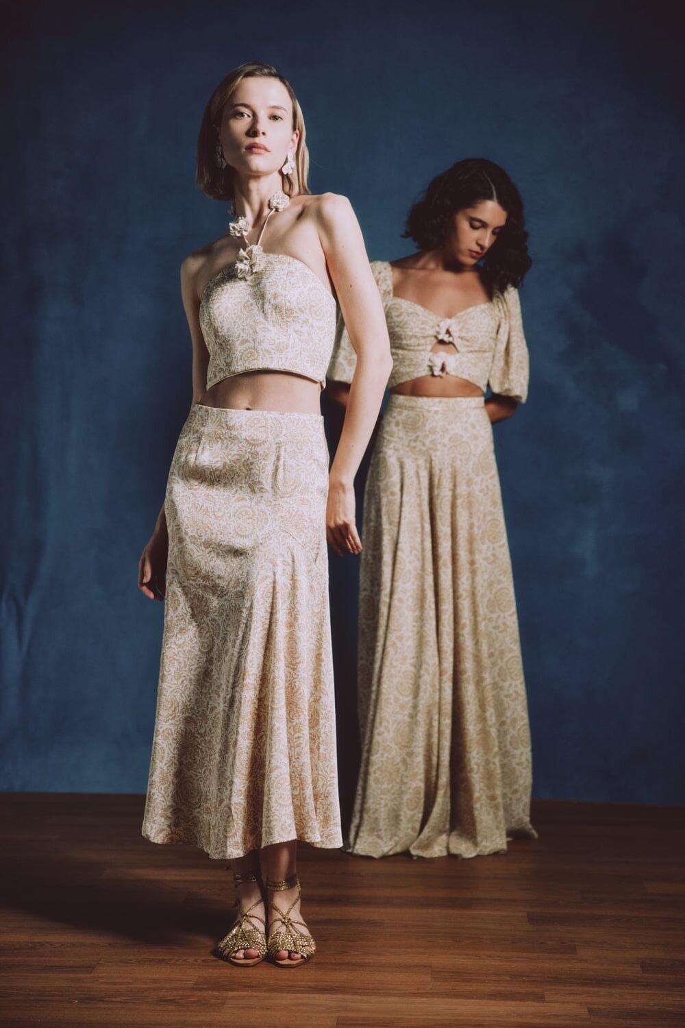 Hava Bustier - Printed Silk Creme by Rosewater House