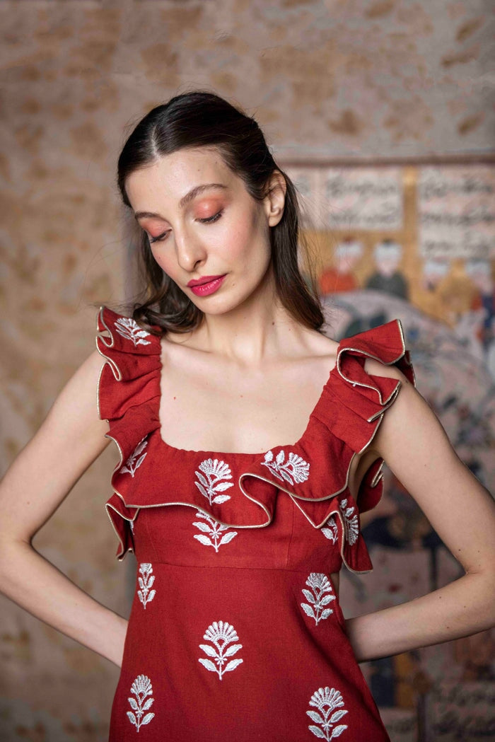 Malika Dress - Deep Red by Rosewater House