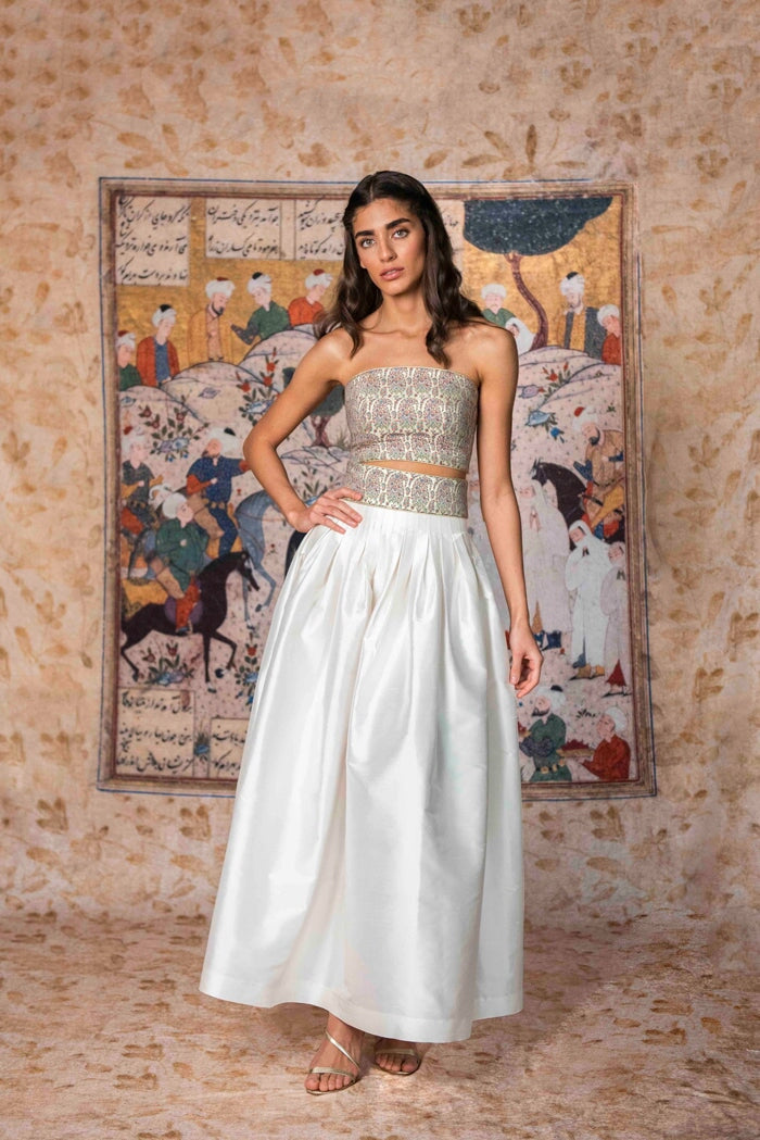 Raw Silk Taffeta Yass Skirt - Off White by Rosewater House