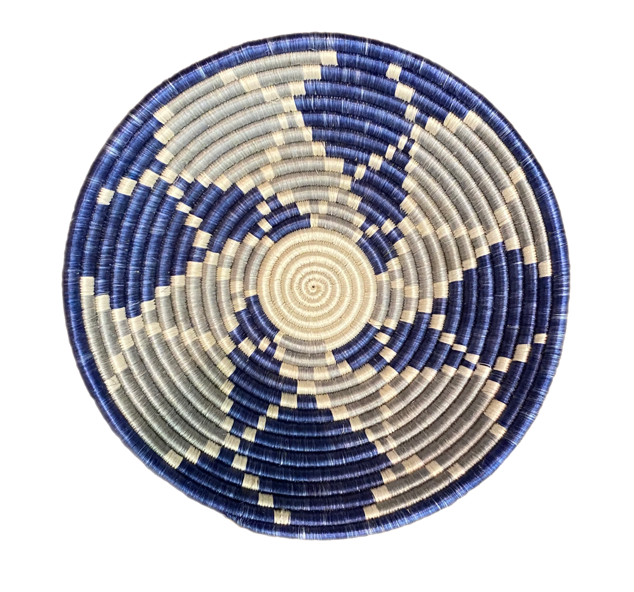 Joy Woven Basket from Rwanda - Large - Blue, Grey, White by Larkin Lane