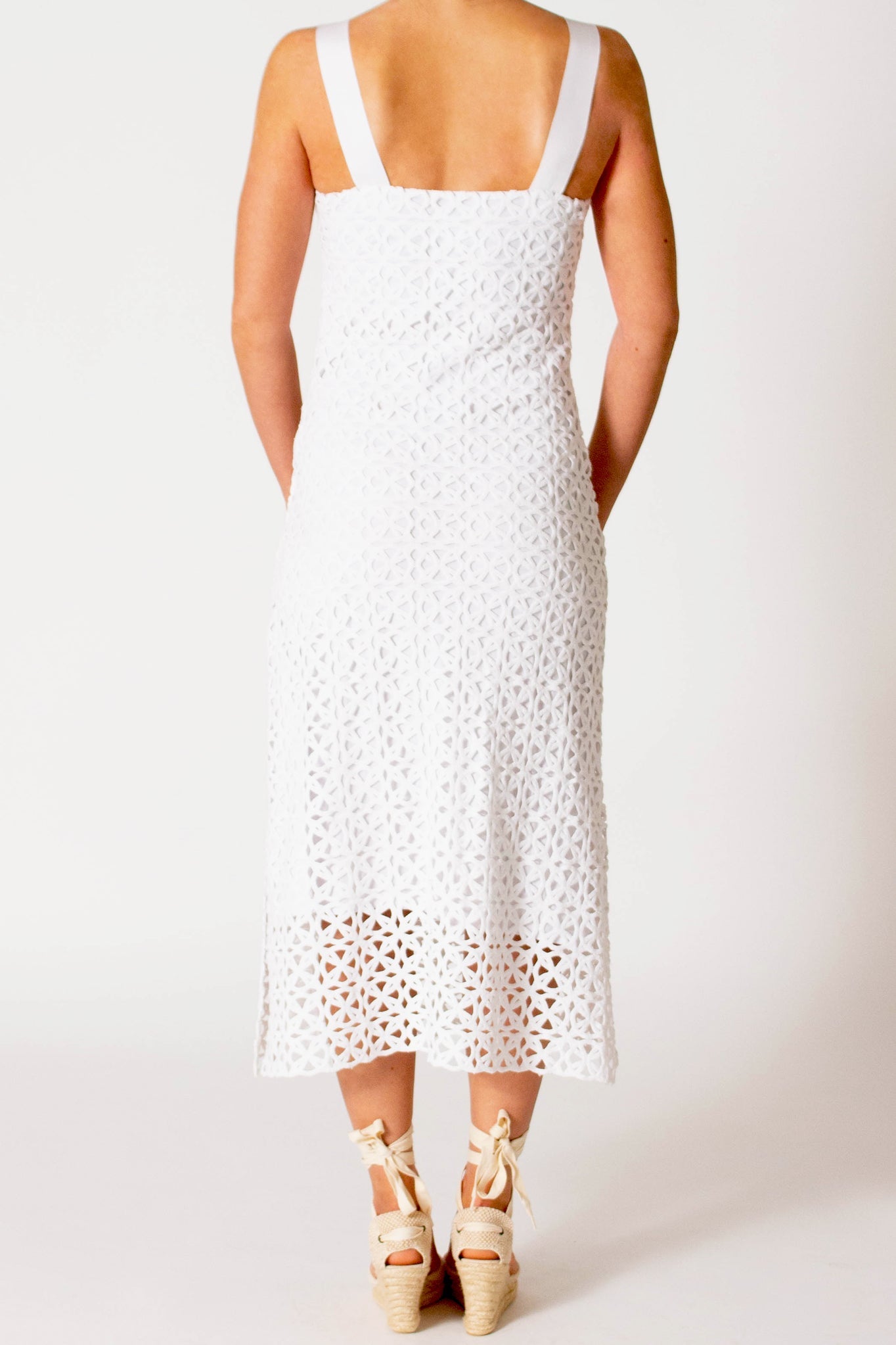 Blake Circle Lace Midi Dress - Pure White By Miguelina