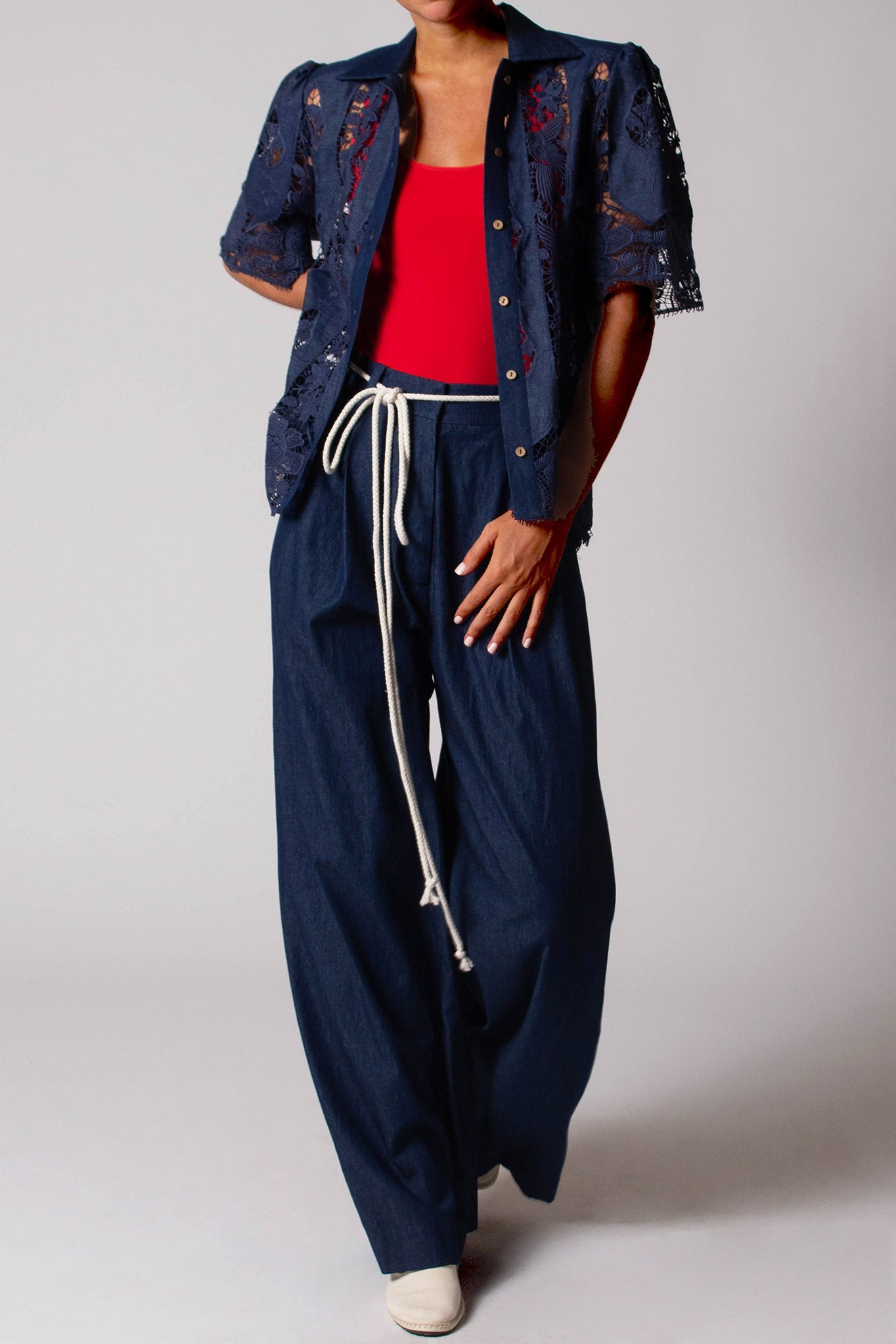 Constance Granadilla Top in Dark Denim by Miguelina