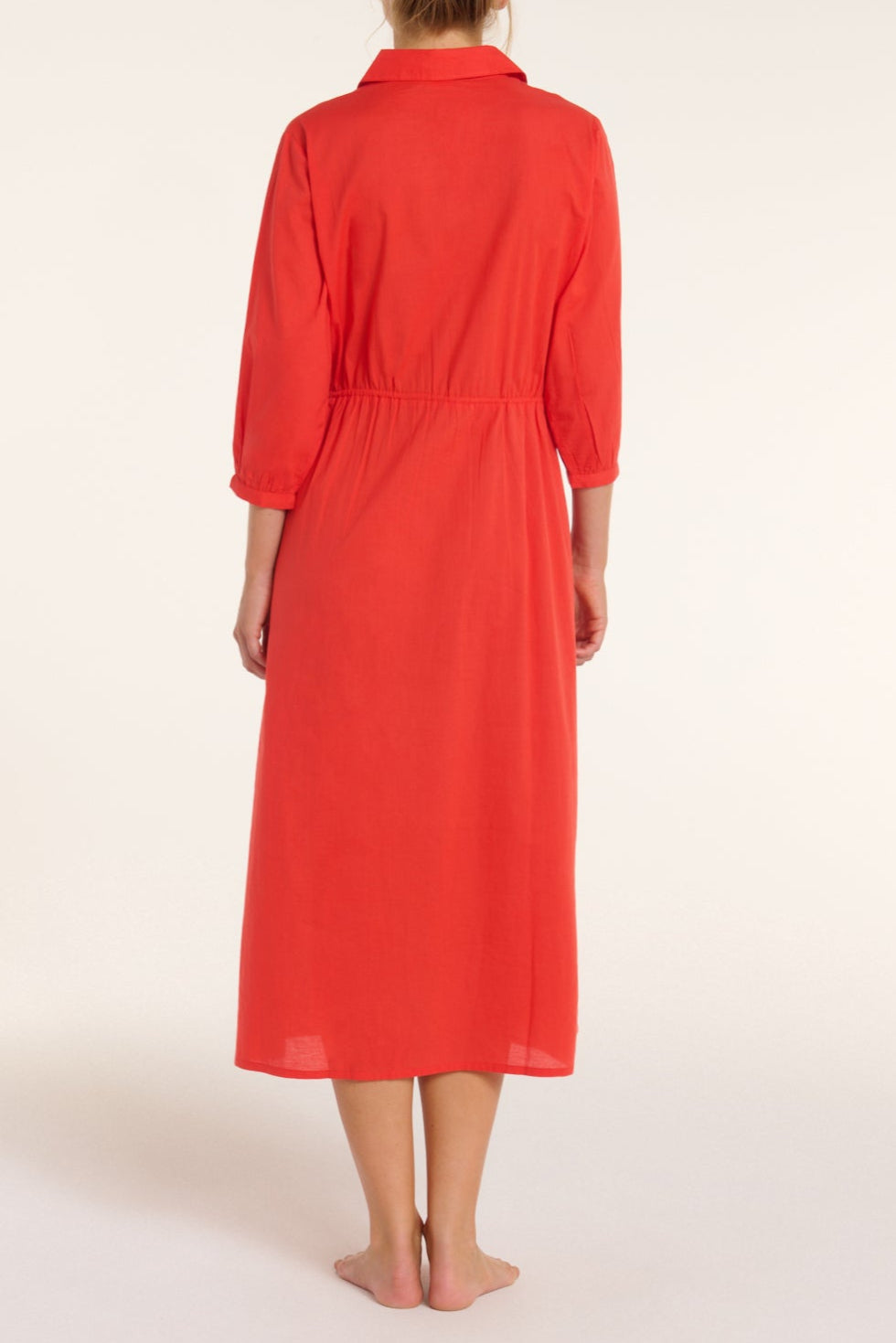 Natalia Cinched Tie Cover Up in Red Orange by Hermoza