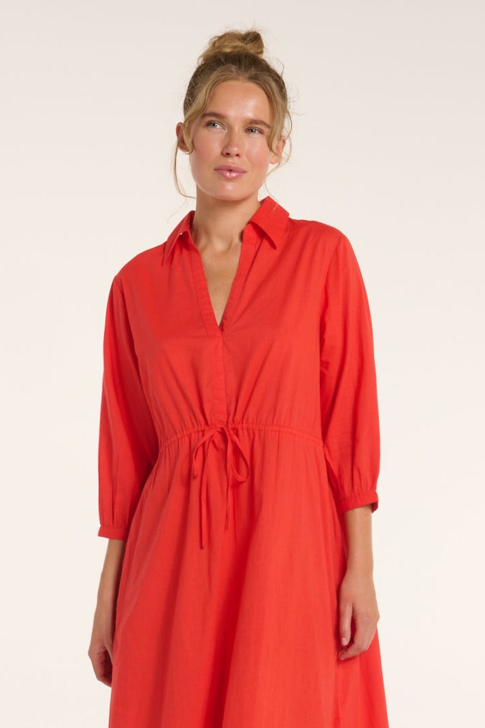 Natalia Cinched Tie Cover Up in Red Orange by Hermoza