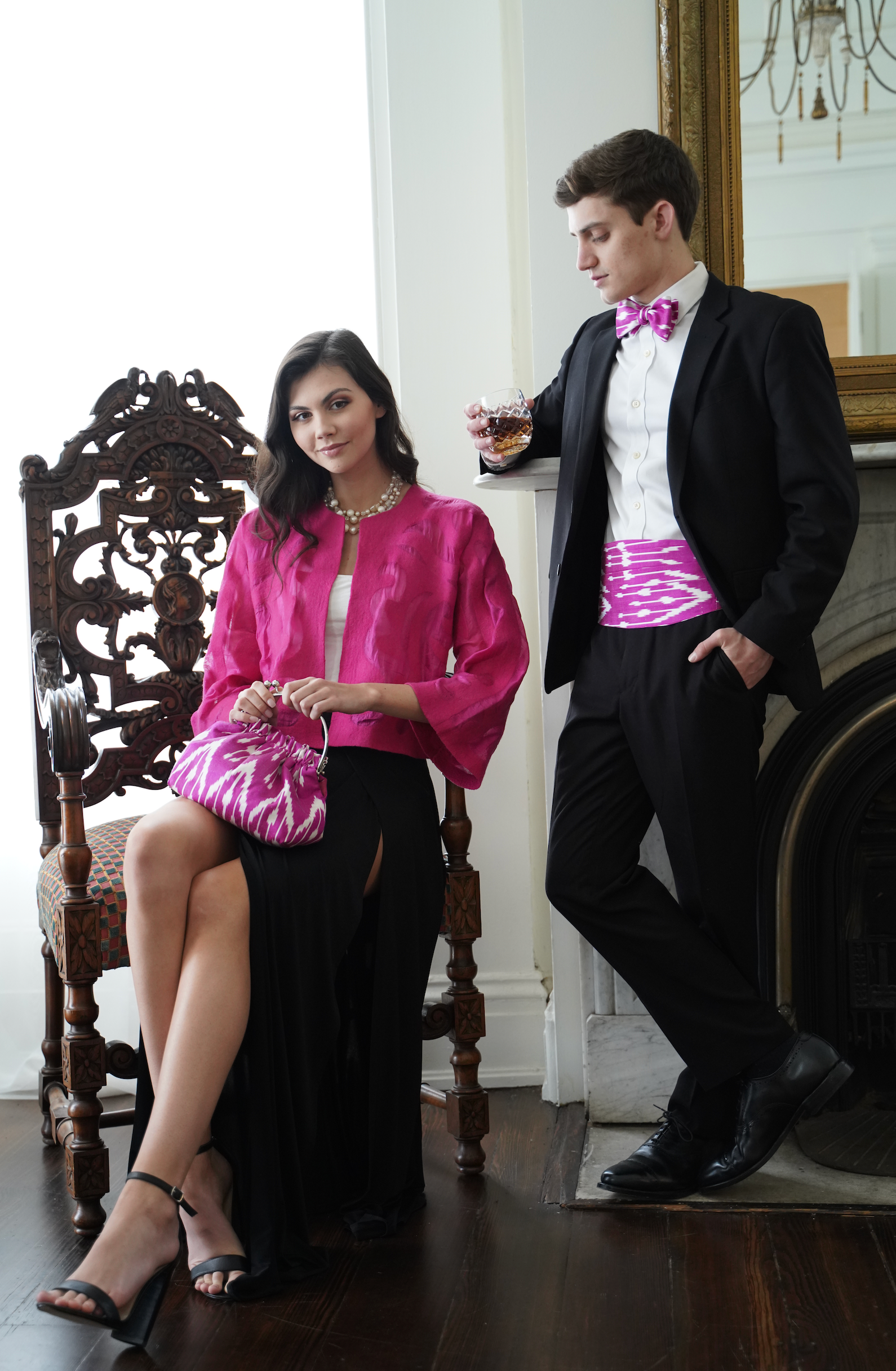 Felted Wool Bolero Jacket from Kyrgyzstan- Fuschia by Larkin Lane