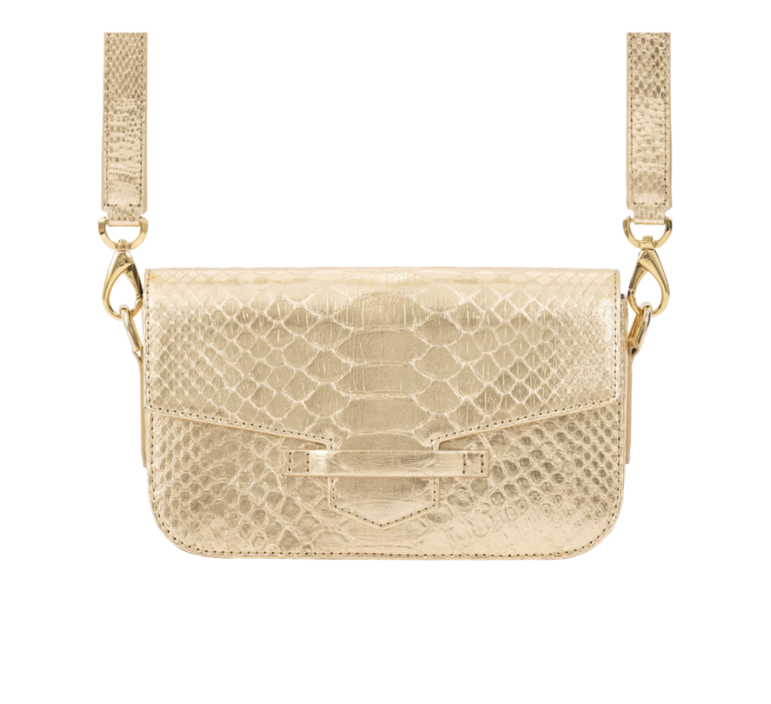 Caia Crossbody in Metallic Gold Python by Cape Cobra