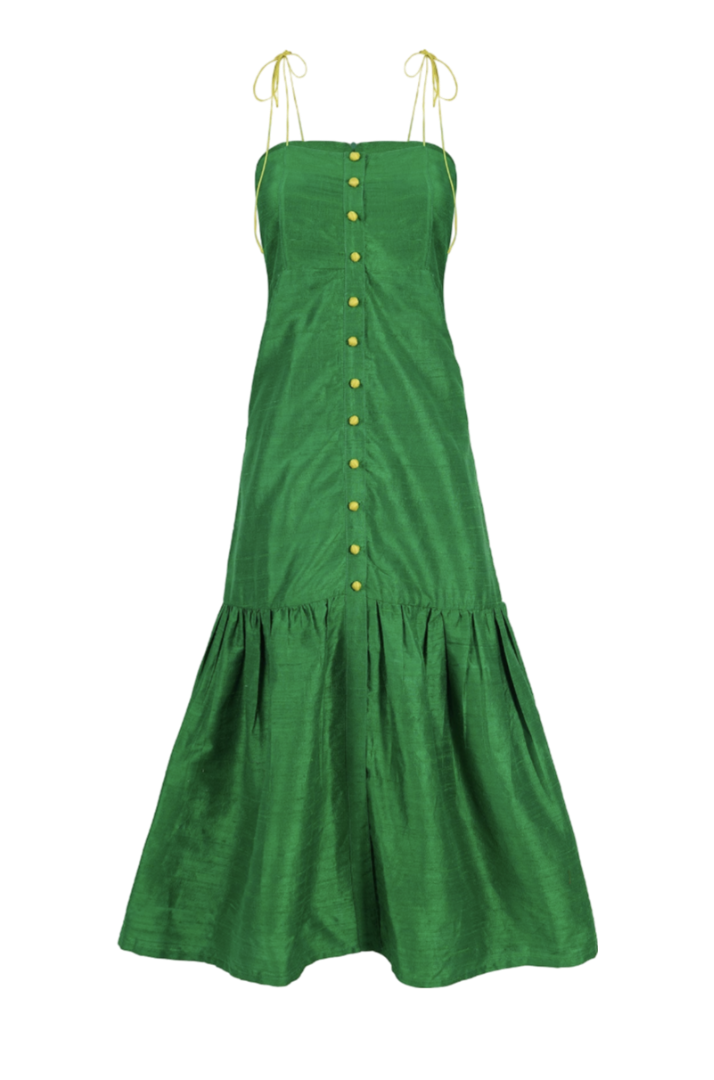 Green Marbella Silk Dress by Hess