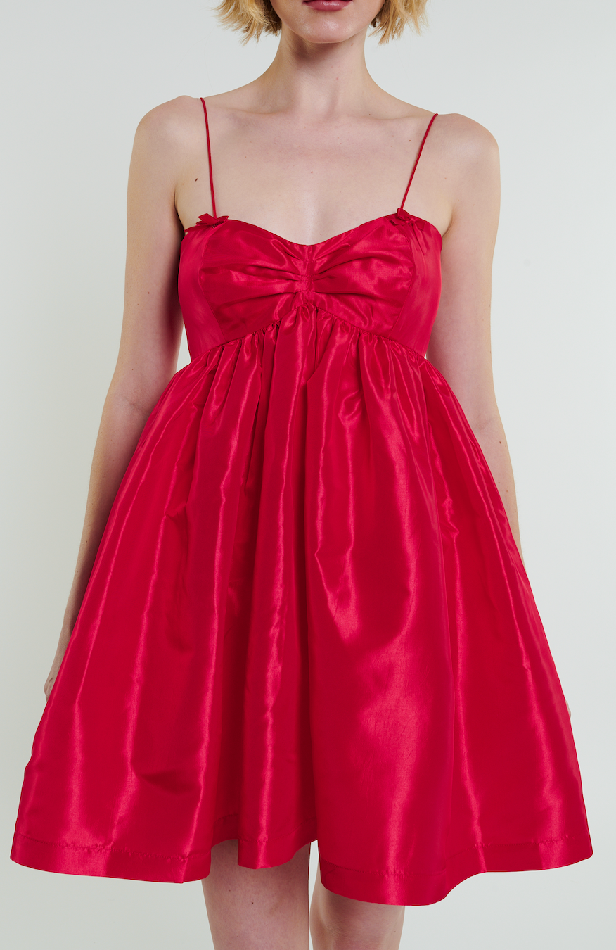 Stewart Mini Bow Dress in Cherry Red by Madeline Marie