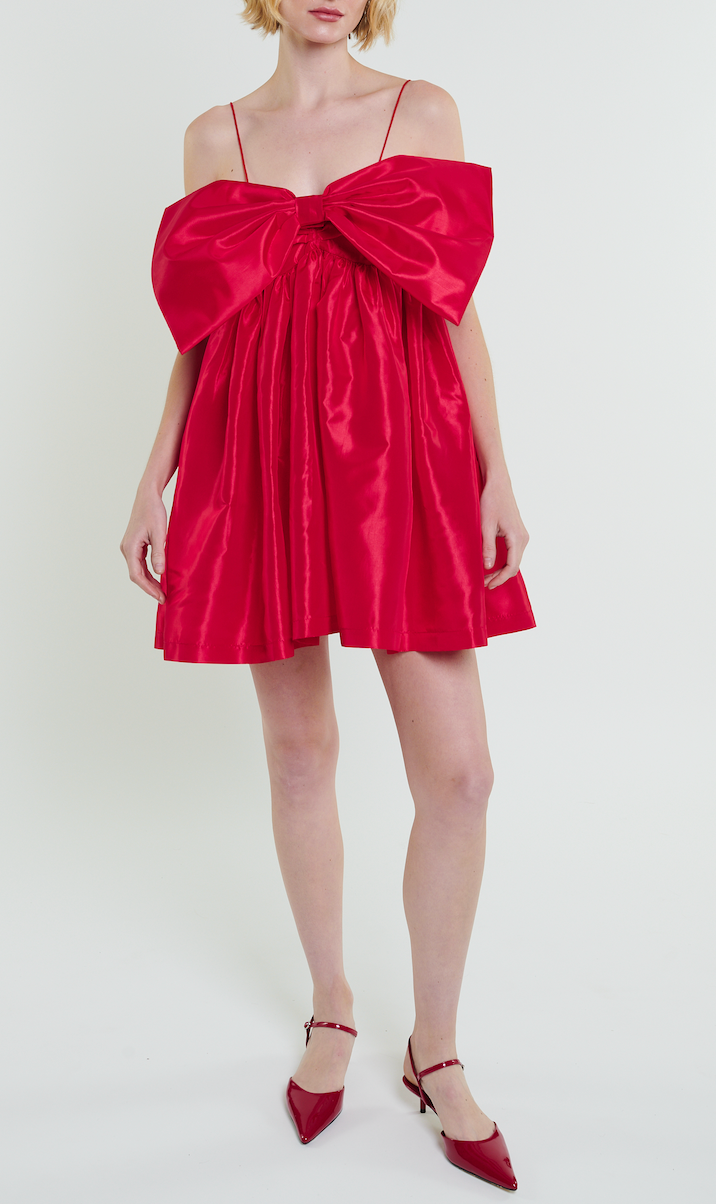 Stewart Mini Bow Dress in Cherry Red by Madeline Marie