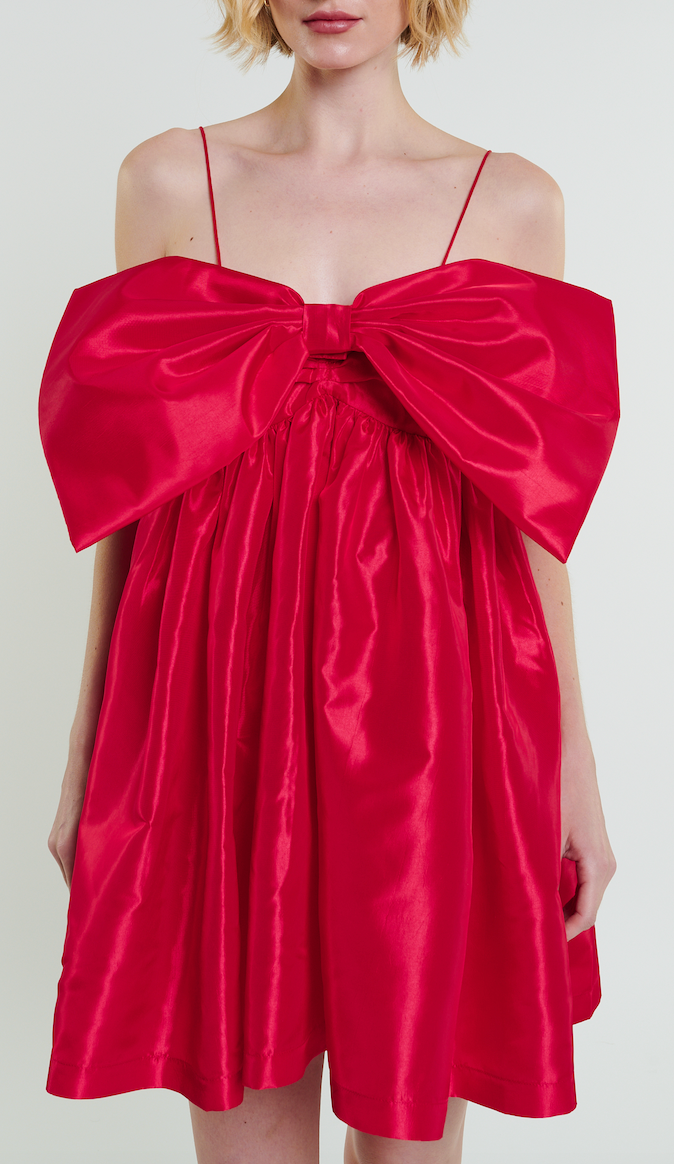Stewart Mini Bow Dress in Cherry Red by Madeline Marie