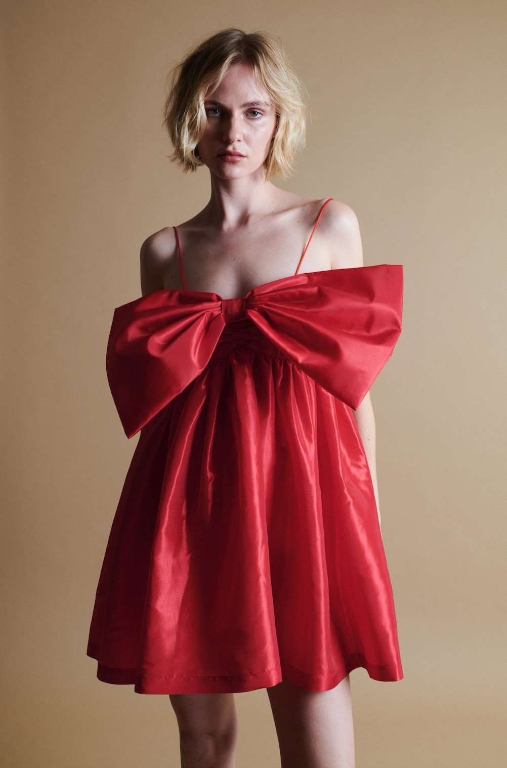 Stewart Mini Bow Dress in Cherry Red by Madeline Marie