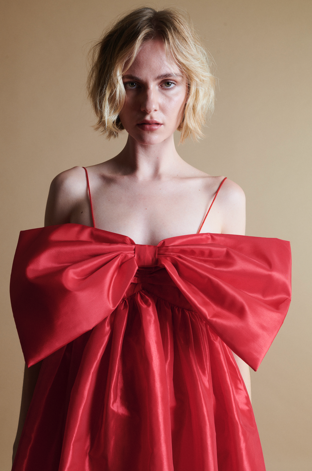Stewart Mini Bow Dress in Cherry Red by Madeline Marie