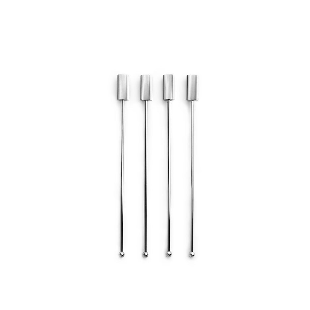 Striations Drink Stirrers, Silver, Set of 4 by ANNA New York