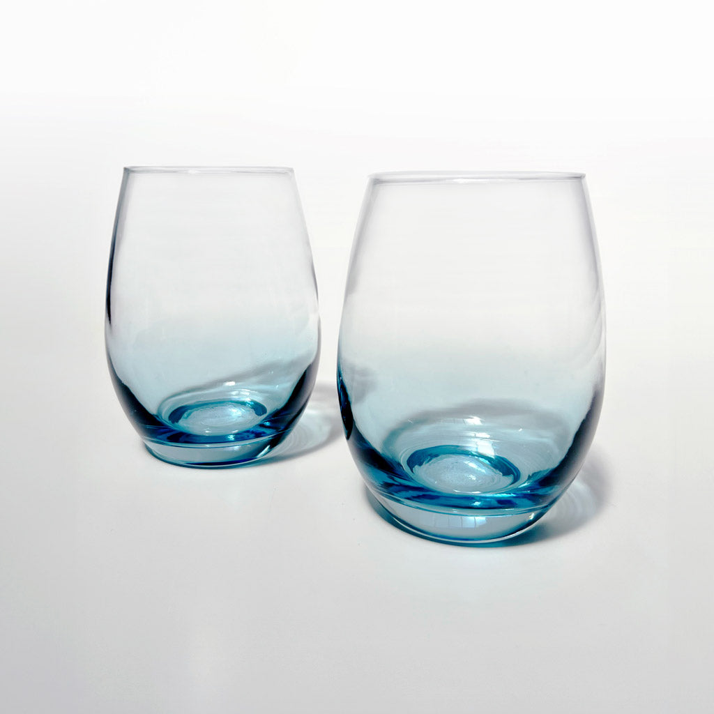 Talianna Ombre Stemless Glasses, Blue, Set of 2 by ANNA New York