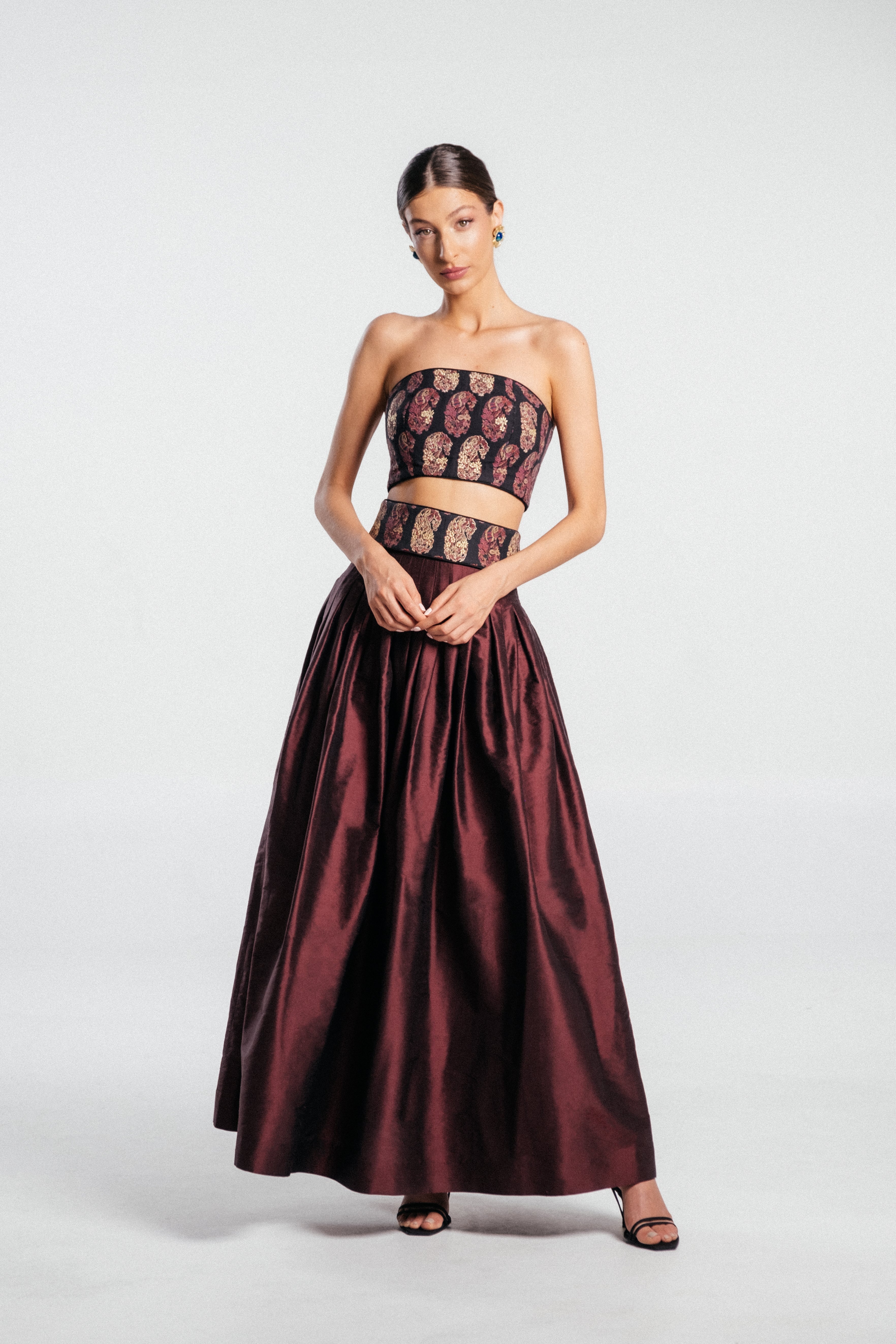 Yass Taffeta Ball Skirt - Burgundy by Rosewater House
