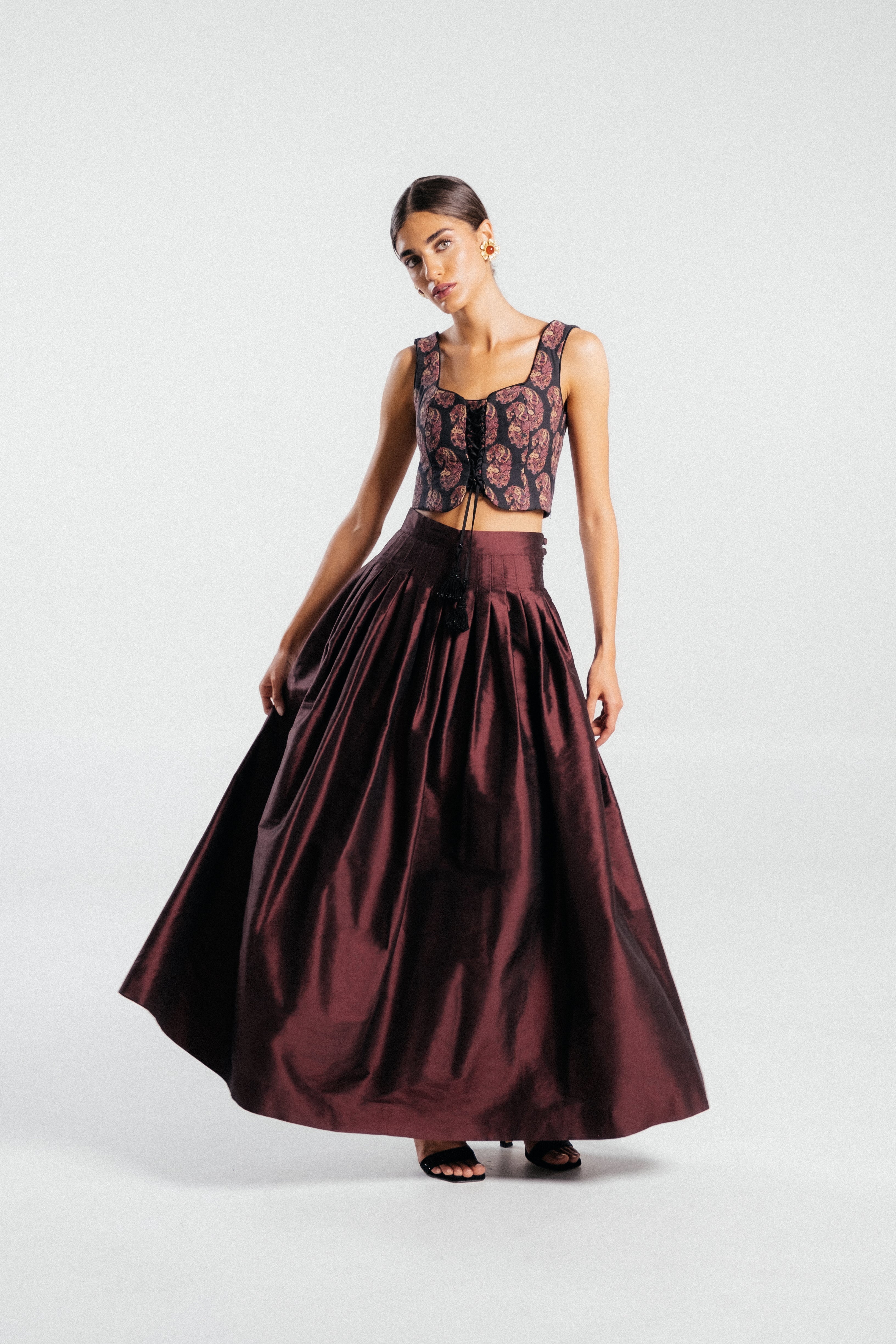 Yass Taffeta Ball Skirt - Burgundy by Rosewater House