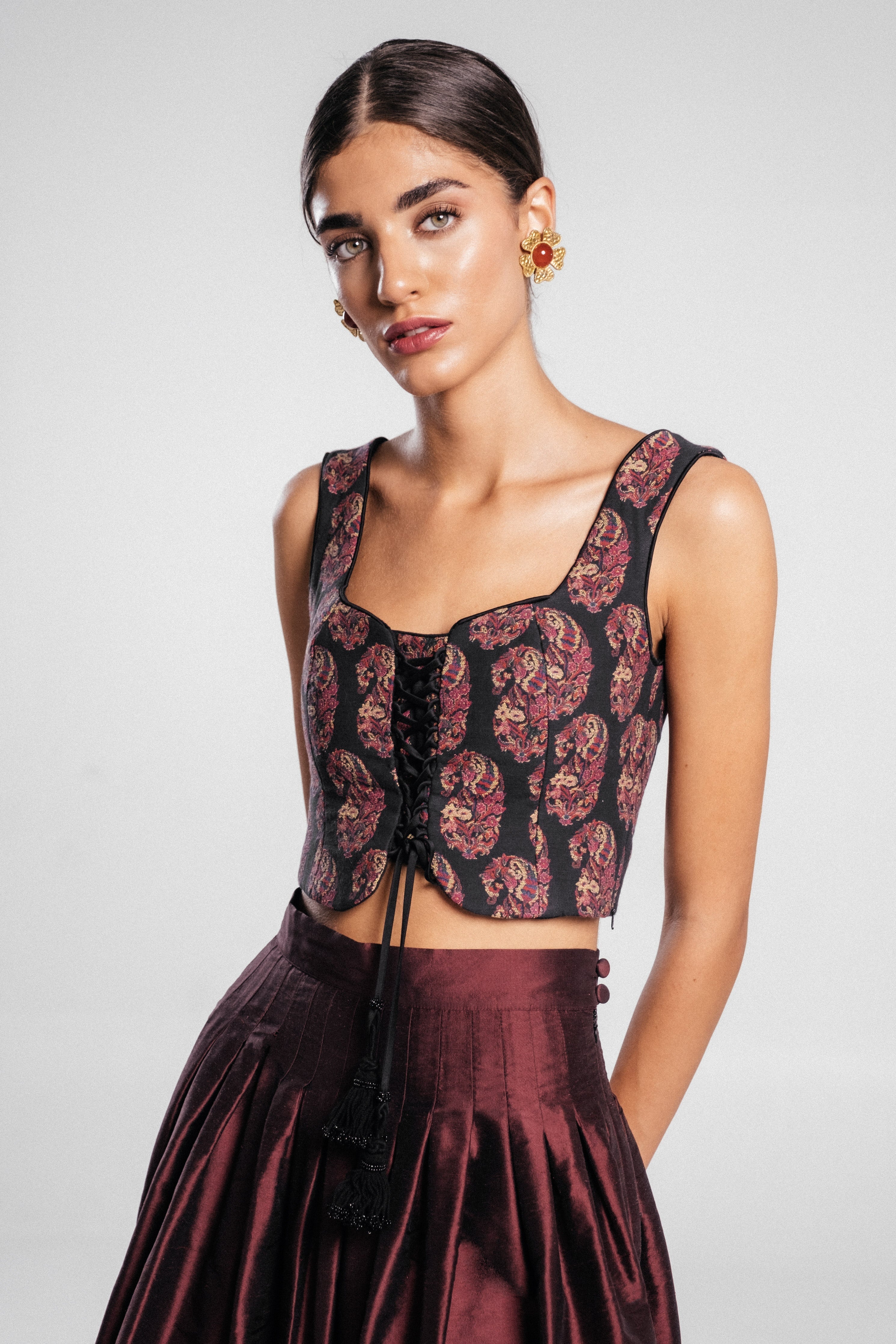 Yass Taffeta Ball Skirt - Burgundy by Rosewater House