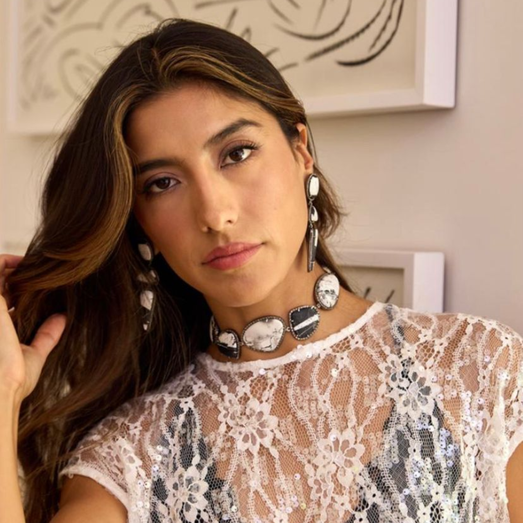 White Buffalo Triple Drop Earrings by S. Carter Designs