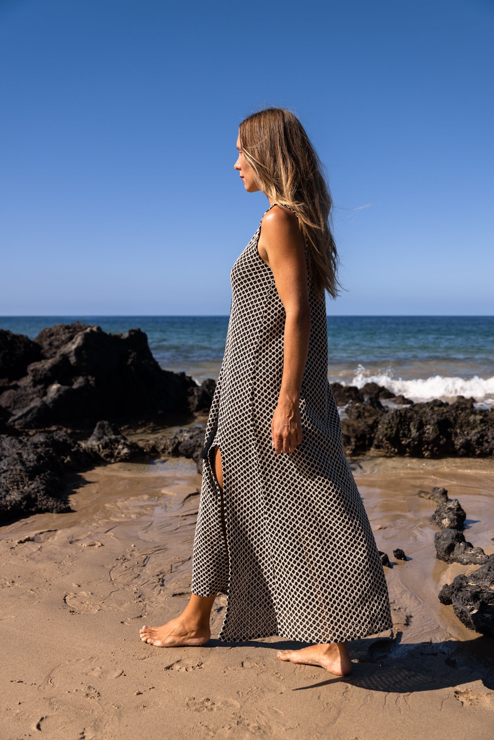 Sorrento Dress - Black and Cream by Sitano