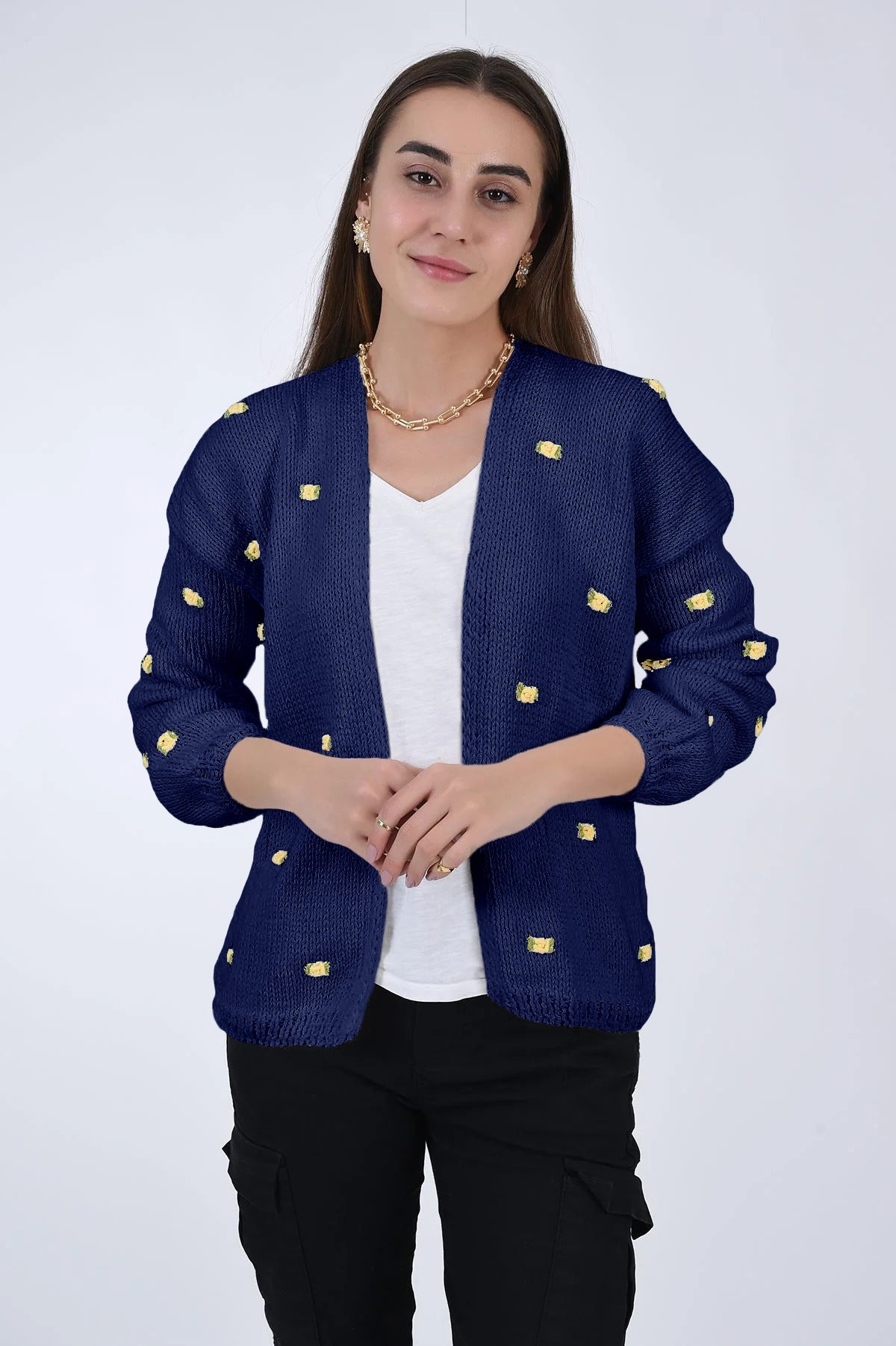 WINTER BLOOM ROSE COTTON CARDIGAN BY FANM MON