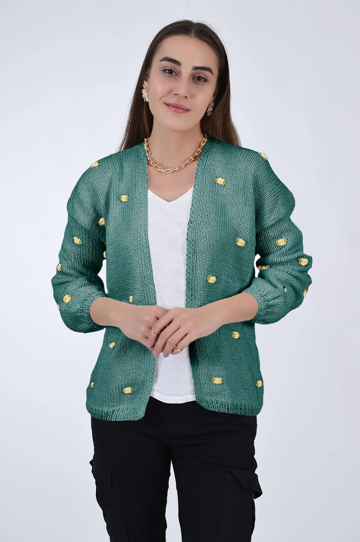 WINTER BLOOM ROSE COTTON CARDIGAN BY FANM MON