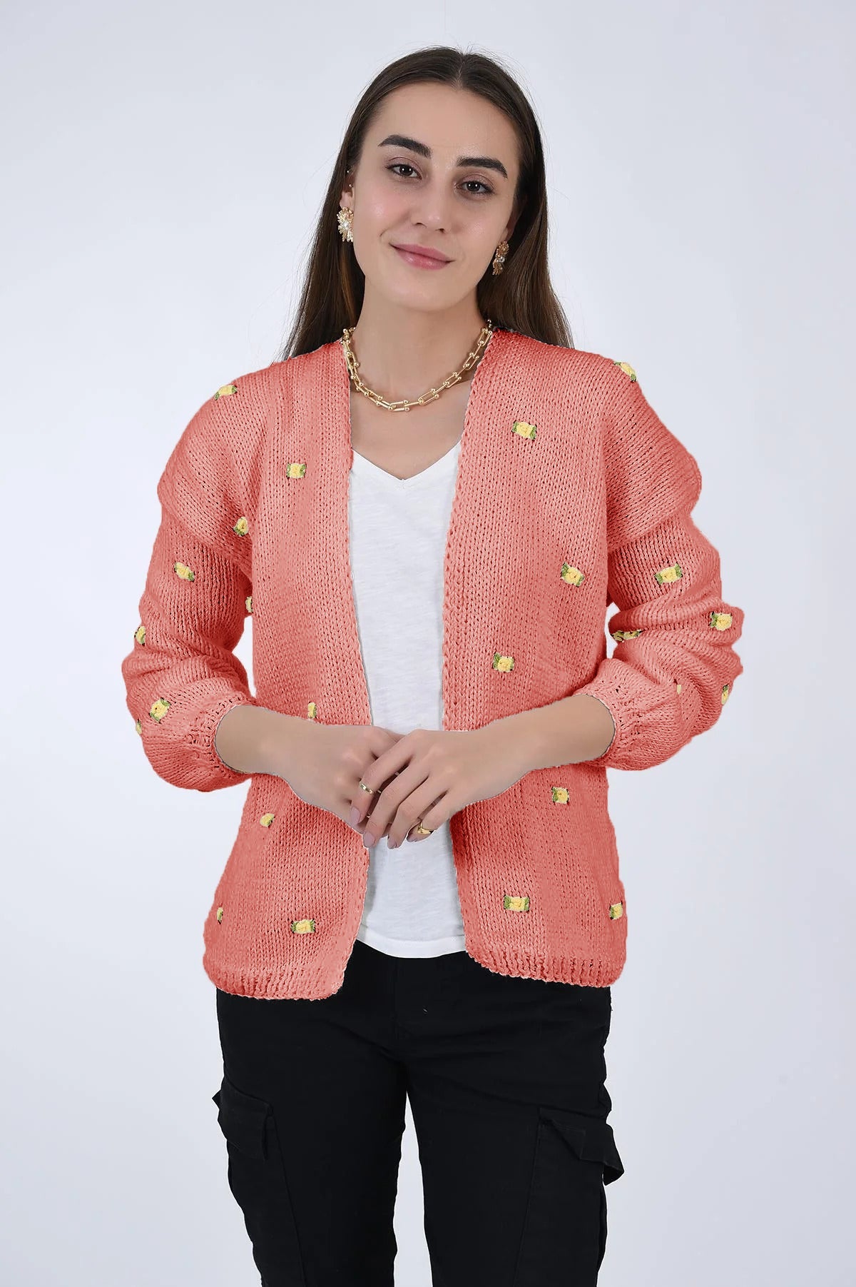 WINTER BLOOM ROSE COTTON CARDIGAN BY FANM MON