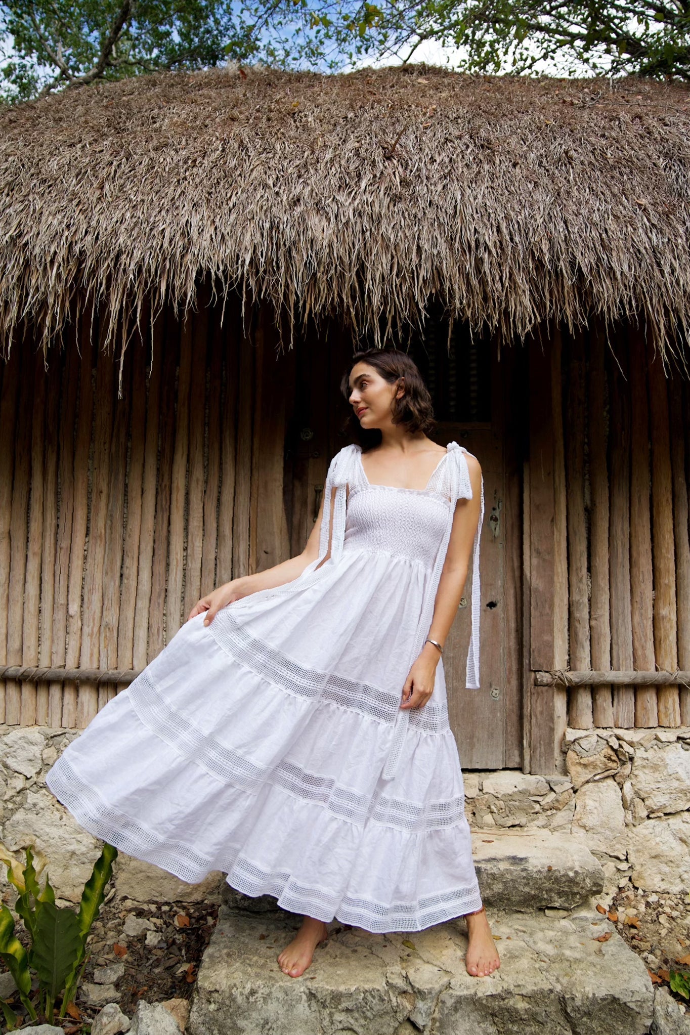 Miguelina | Addy Washed Linen Dress | XS | White Miguelina | Addy Washed Linen Dress | XS | White