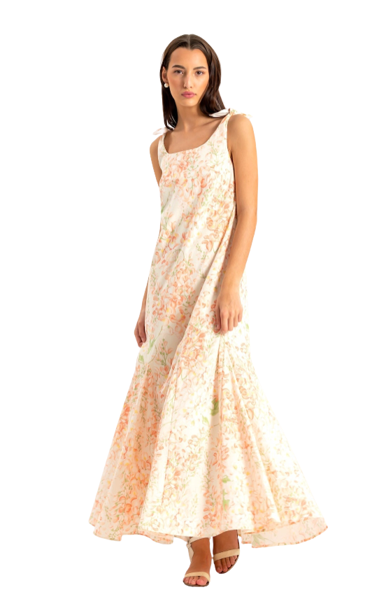 Ashley Coral Wisteria Floral Dress by Casey Marks