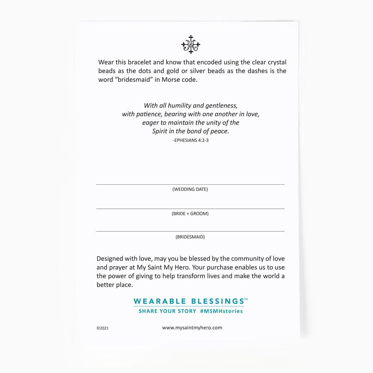 Bridesmaid Morse Code Bracelet by My Saint My Hero