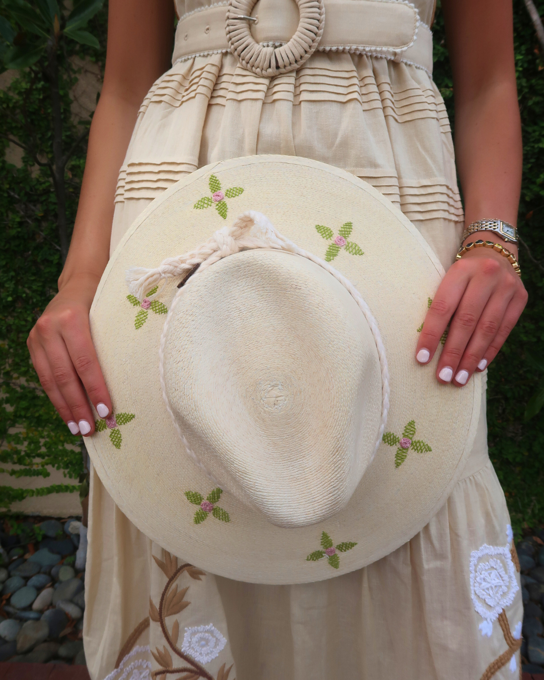 Verde Flores Palm Hat | Exclusive Green Floral Beach Hat by Corazon Playero