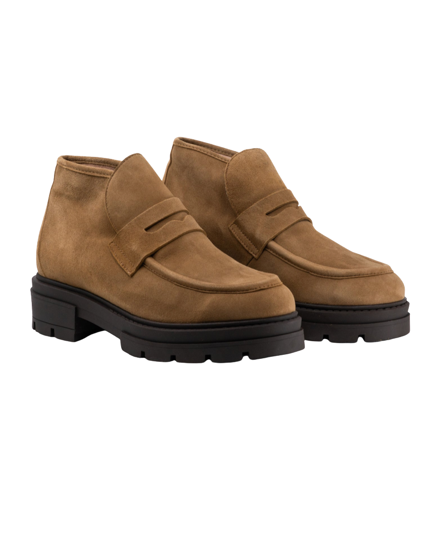 Elia Beige Suede Boot by Andrea Gomez