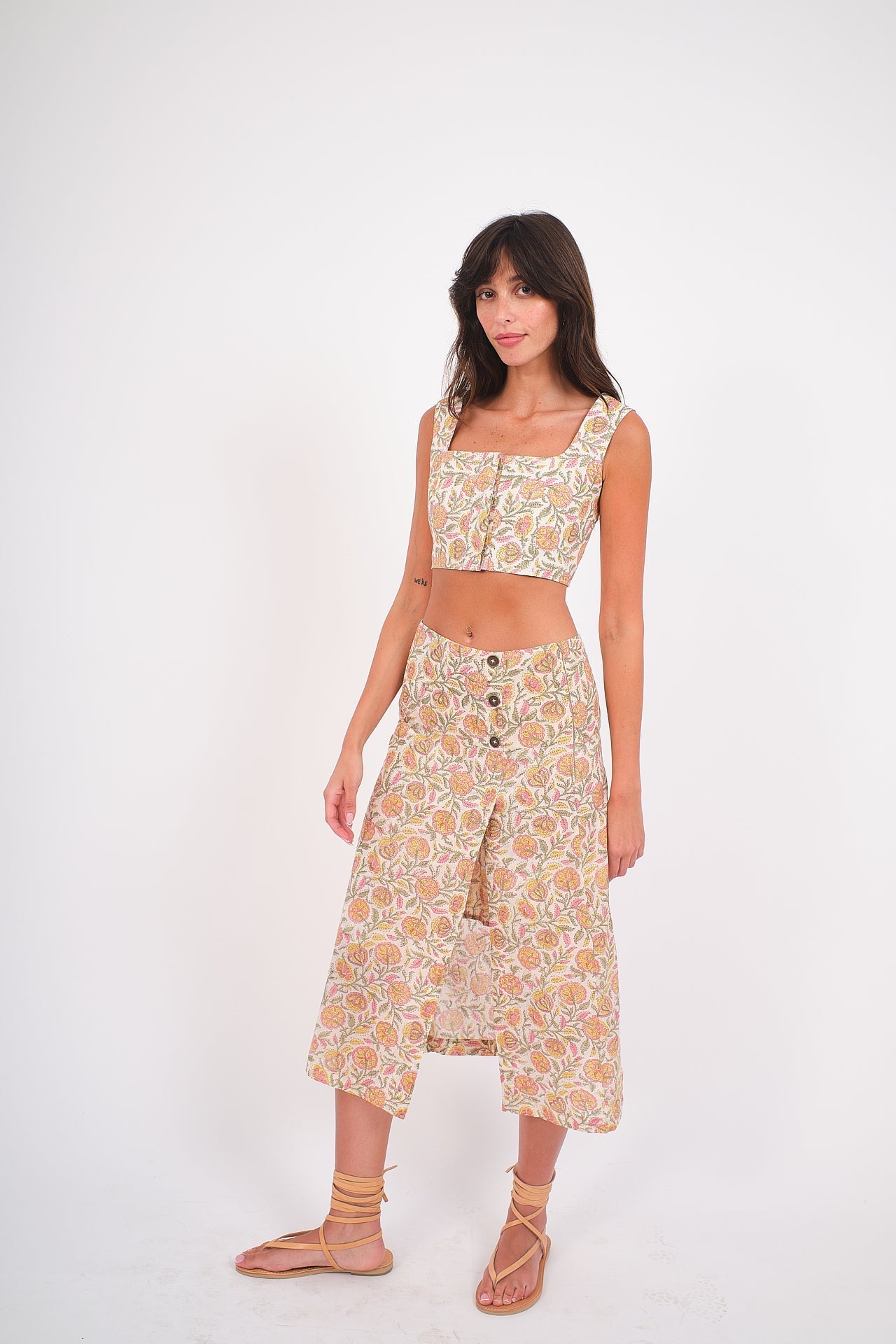 Raya Skirt - Beige Blooms by Desert Queen